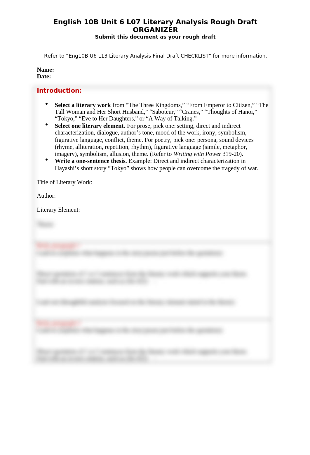 Eng10B U6 L07 Literary Analysis Rough Draft ORGANIZER.docx_dm5ghztnse9_page1