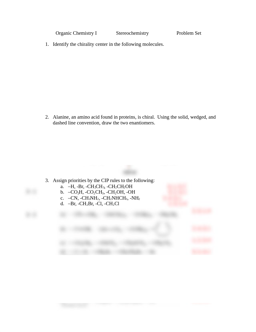 Organic Chemistry I Stereochemistry Problem Set Answer Key_dm663pteshb_page1