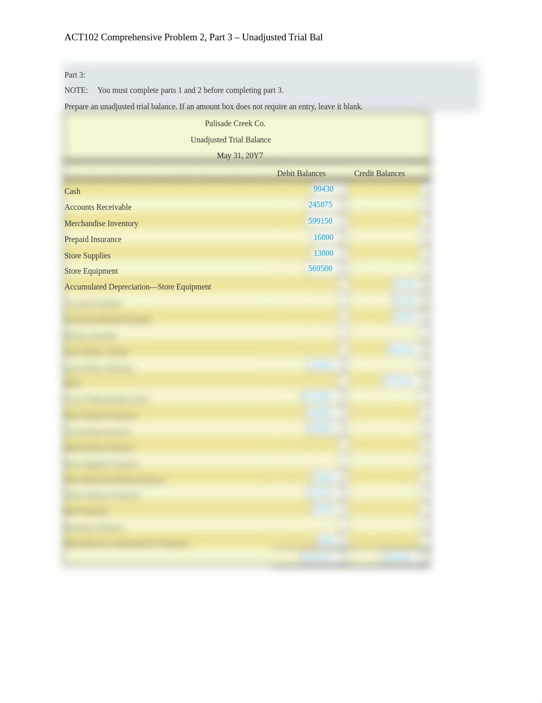 ACT102 - Ch6 Comp Prob 2, Part 3 - Unadjusted Trial Balance.docx_dm721jhdk4g_page1