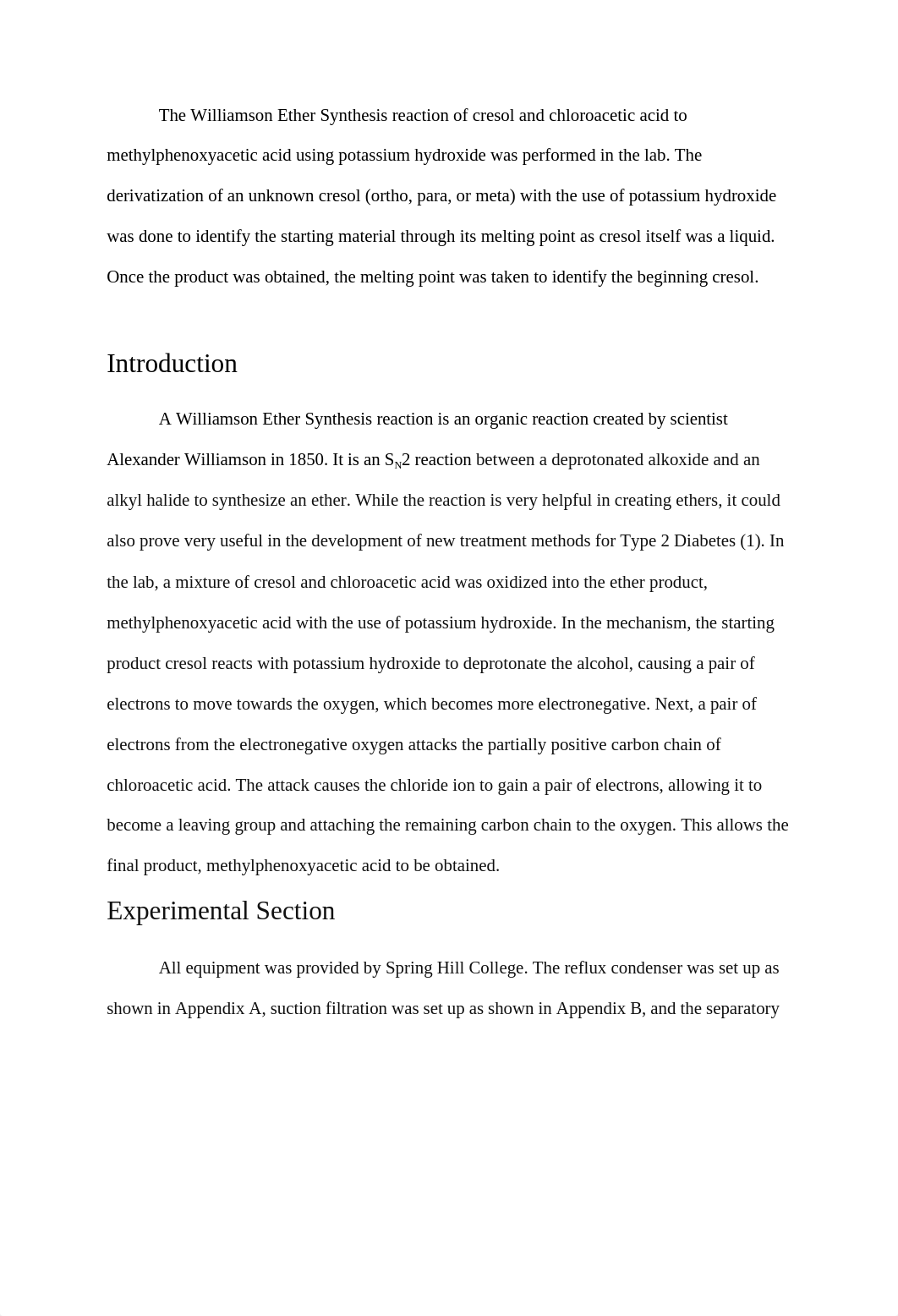 CHM 234.01 - The Williamson Ether Synthesis Lab Report.docx_dm72ug9ynnb_page2