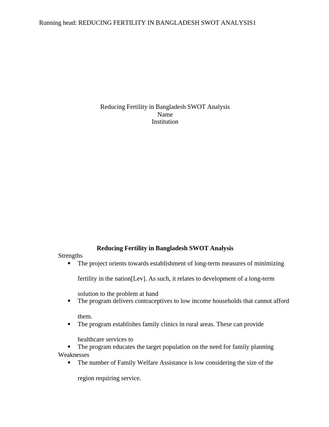 Reducing Fertility in Bangladesh SWOT Analysis.docx_dm8x79guz85_page1