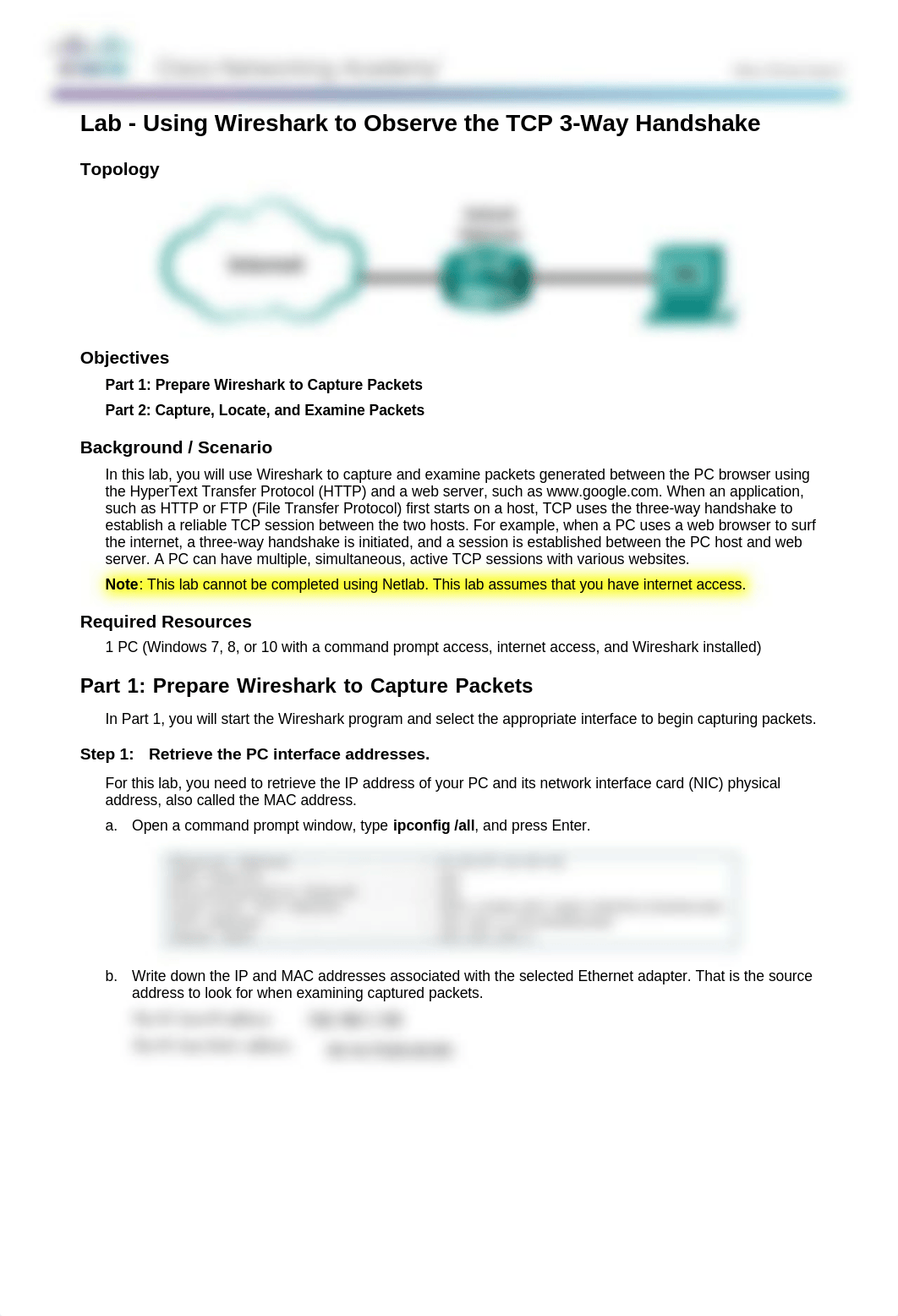 9.2.1.6 Lab - Using Wireshark to Observe the TCP 3-Way Handshake.pdf_dm925rjydi2_page1