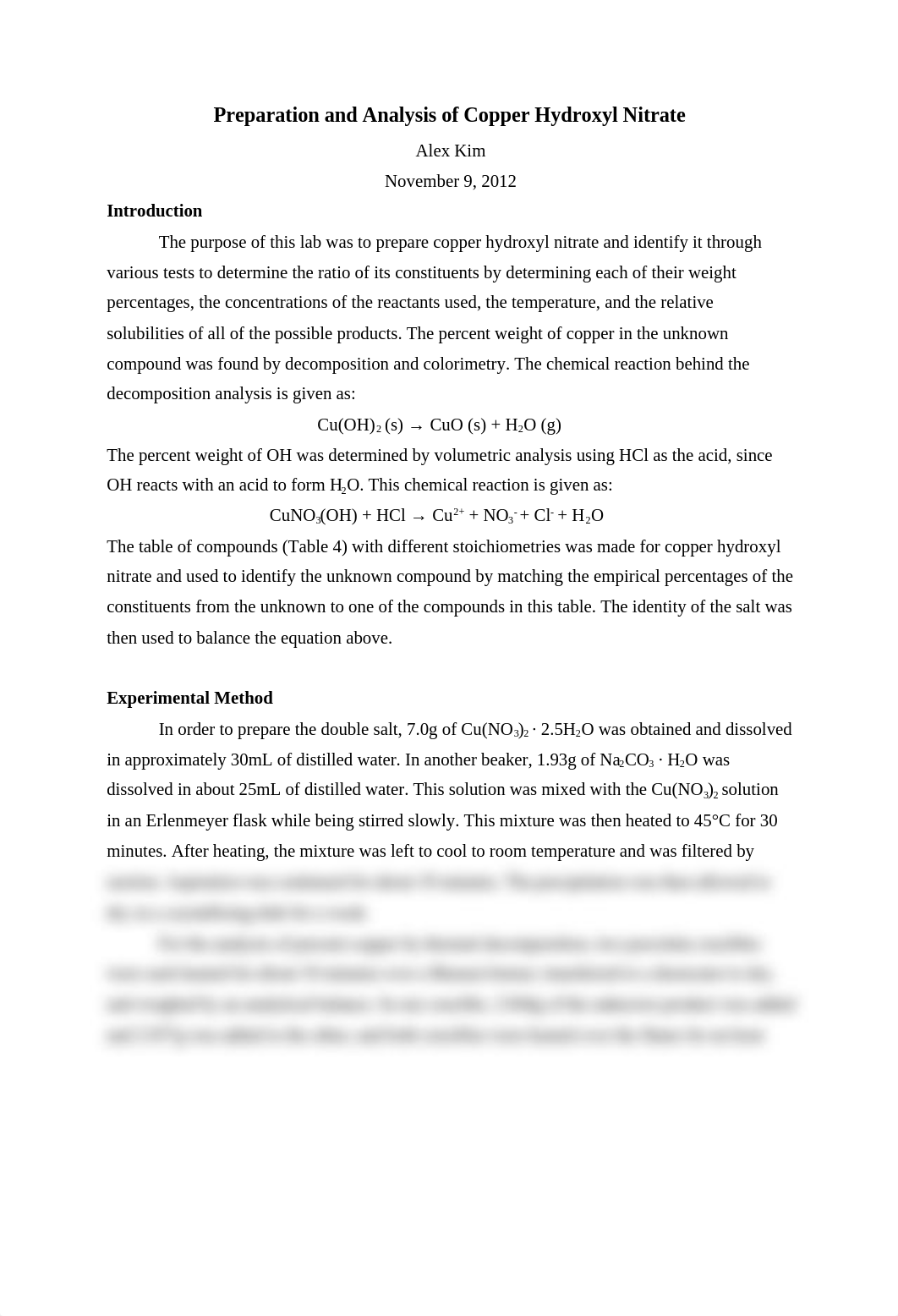 Preparation and Analysis of Copper Hydroxyl Nitrate_dma16si8xe4_page1