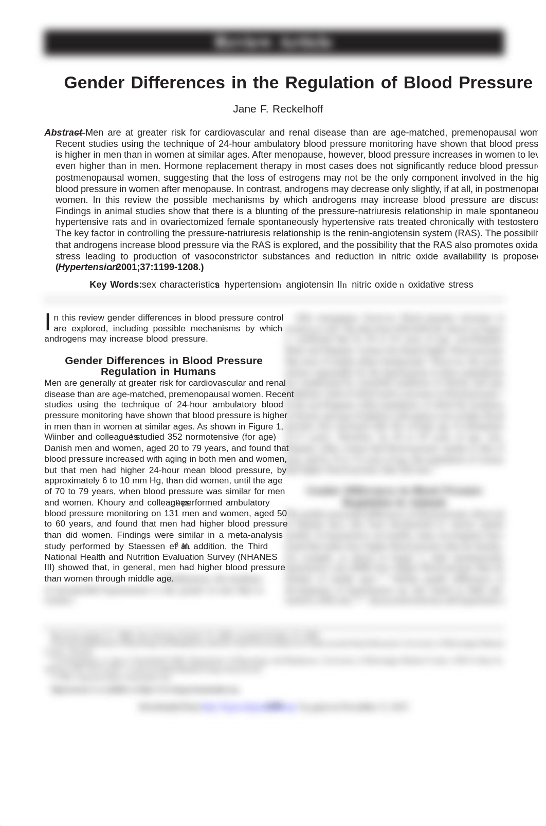 Reckelhoff, JF (2001). Gender differences in the regualtion of blood pressure. Hypertension. p. 1199_dma4fdhfjyu_page1