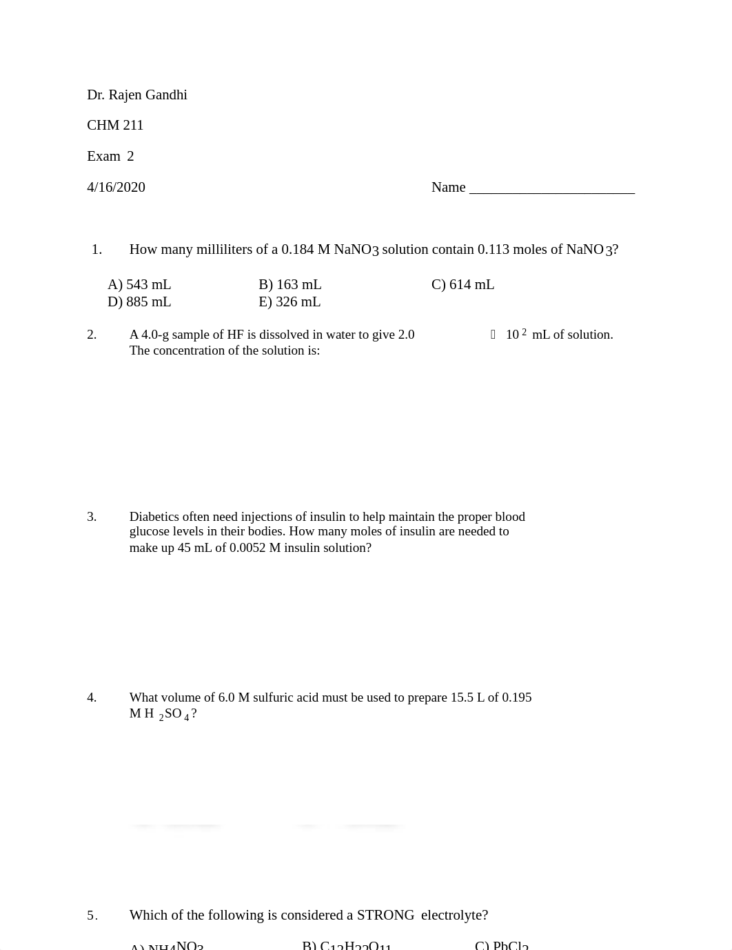 CHM 211 Exam 2 SP2020 No Key.docx_dmadgwgautr_page1