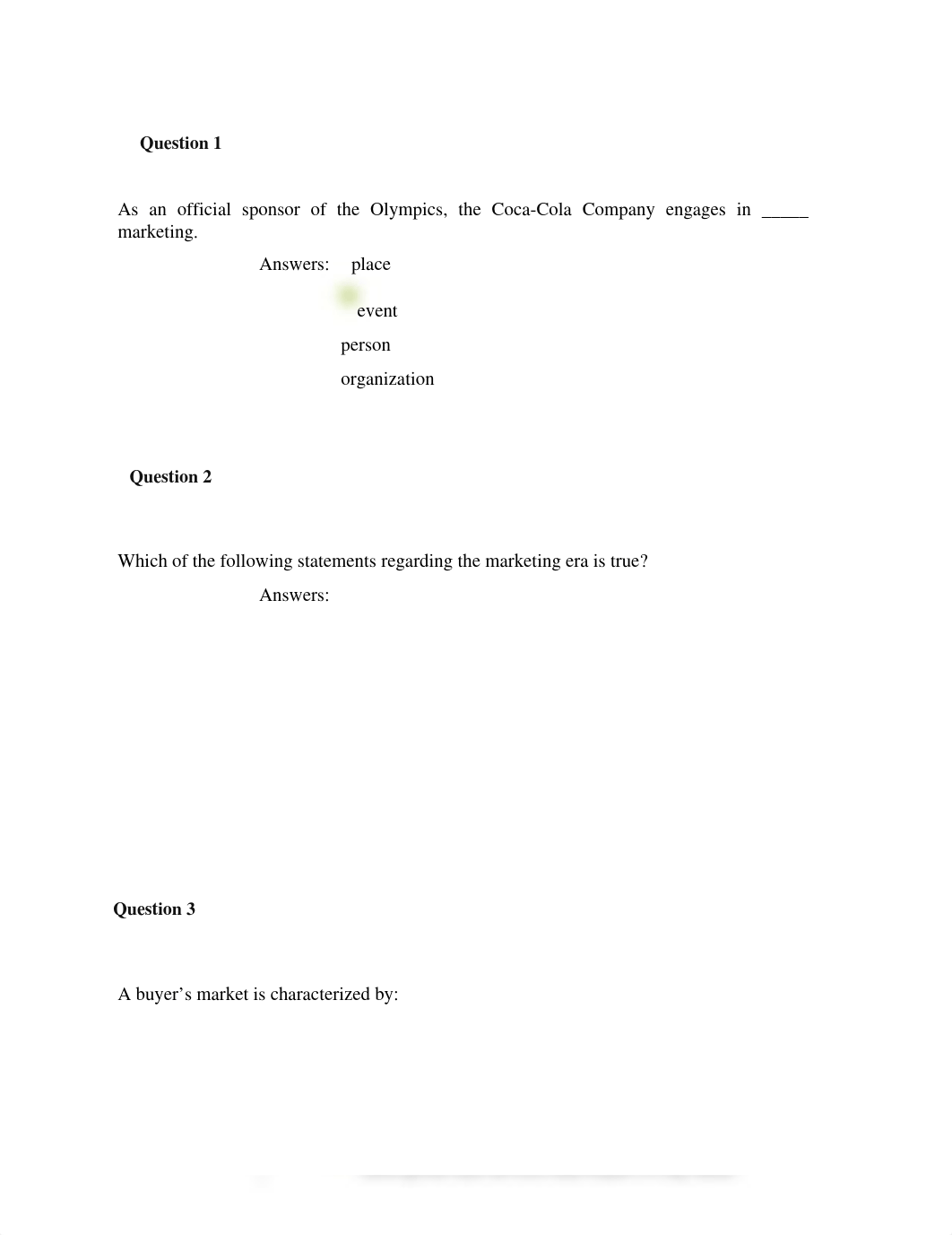 Quiz Chapter 1:  The Art and Science of Satisfying Customers_dmafbj188s3_page1