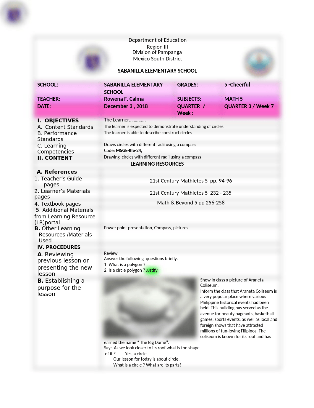 Math5 COT.Drawing  circles with different radii using a compass.docx_dmagdgzklc5_page1