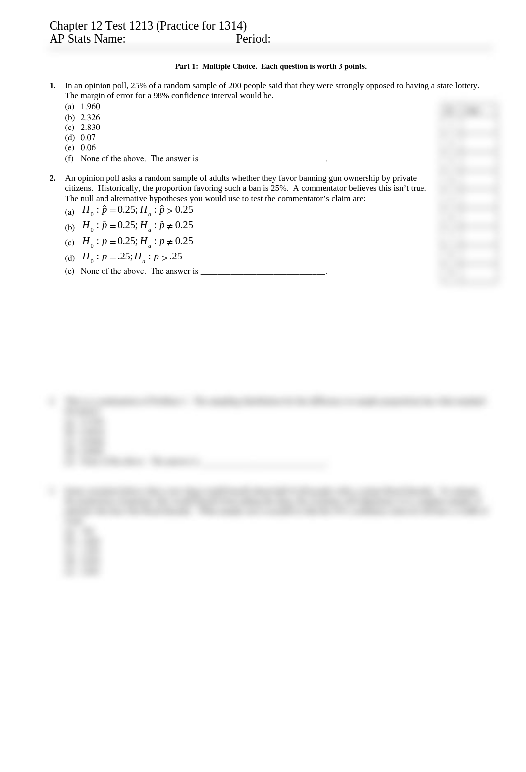 AP Stats CH 12 Practice Test 1314_dmbk2gbds1d_page1