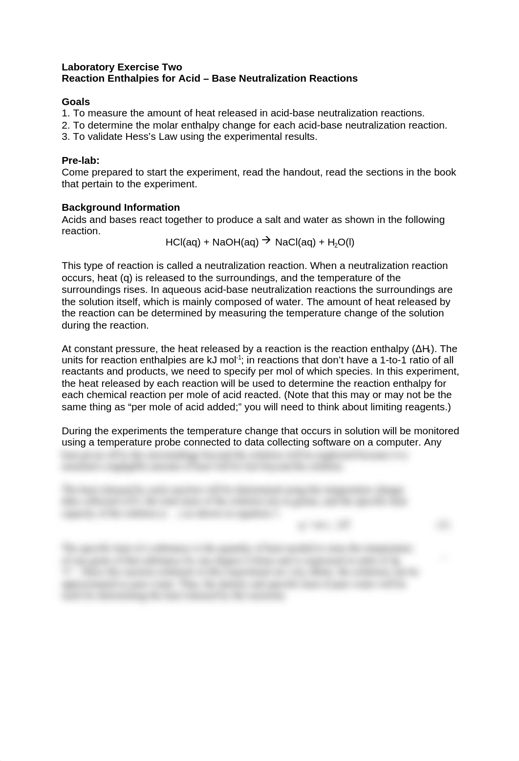 Reaction Enthalpies for Acid-Base Neutralization Reactions Laboratory Exercise Two.docx_dmca4r8af6x_page1