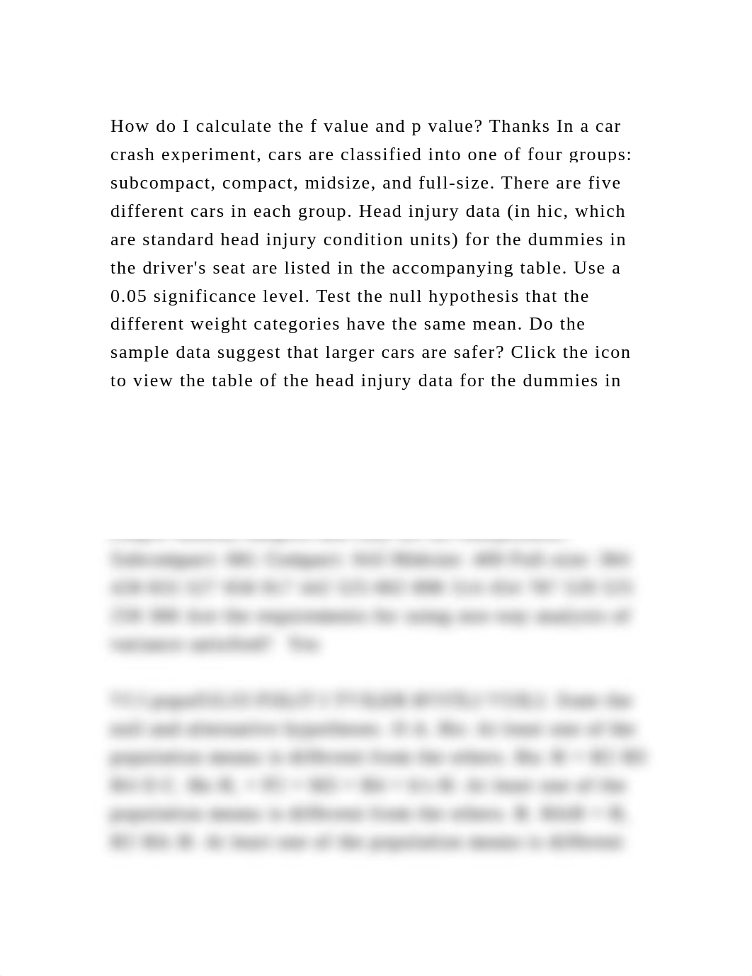 How do I calculate the f value and p value Thanks In a car crash ex.docx_dmcar4pa3iz_page2