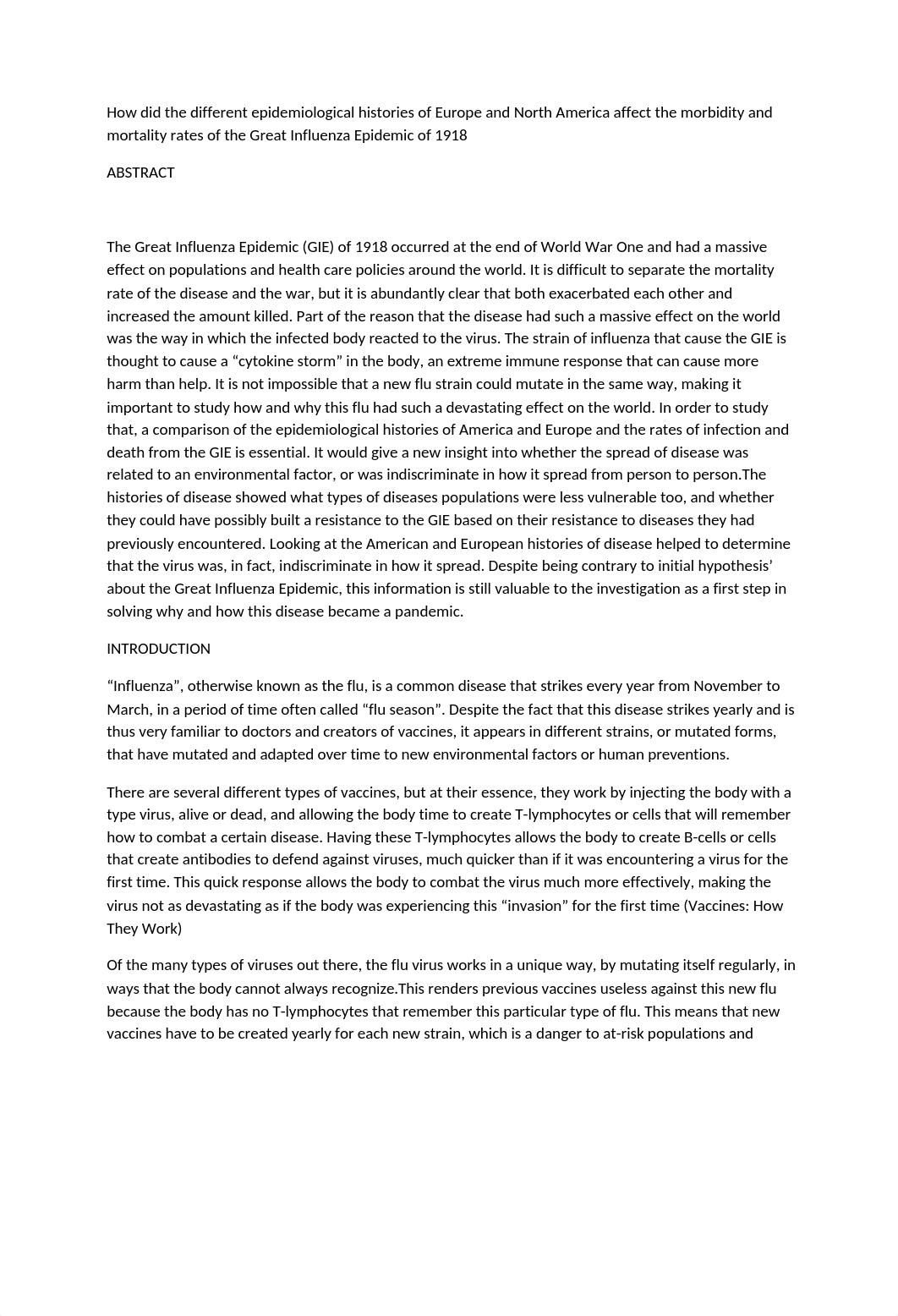 How did the different epidemiological histories of Europe and North America affect the morbidity and_dmcsqta27rg_page1