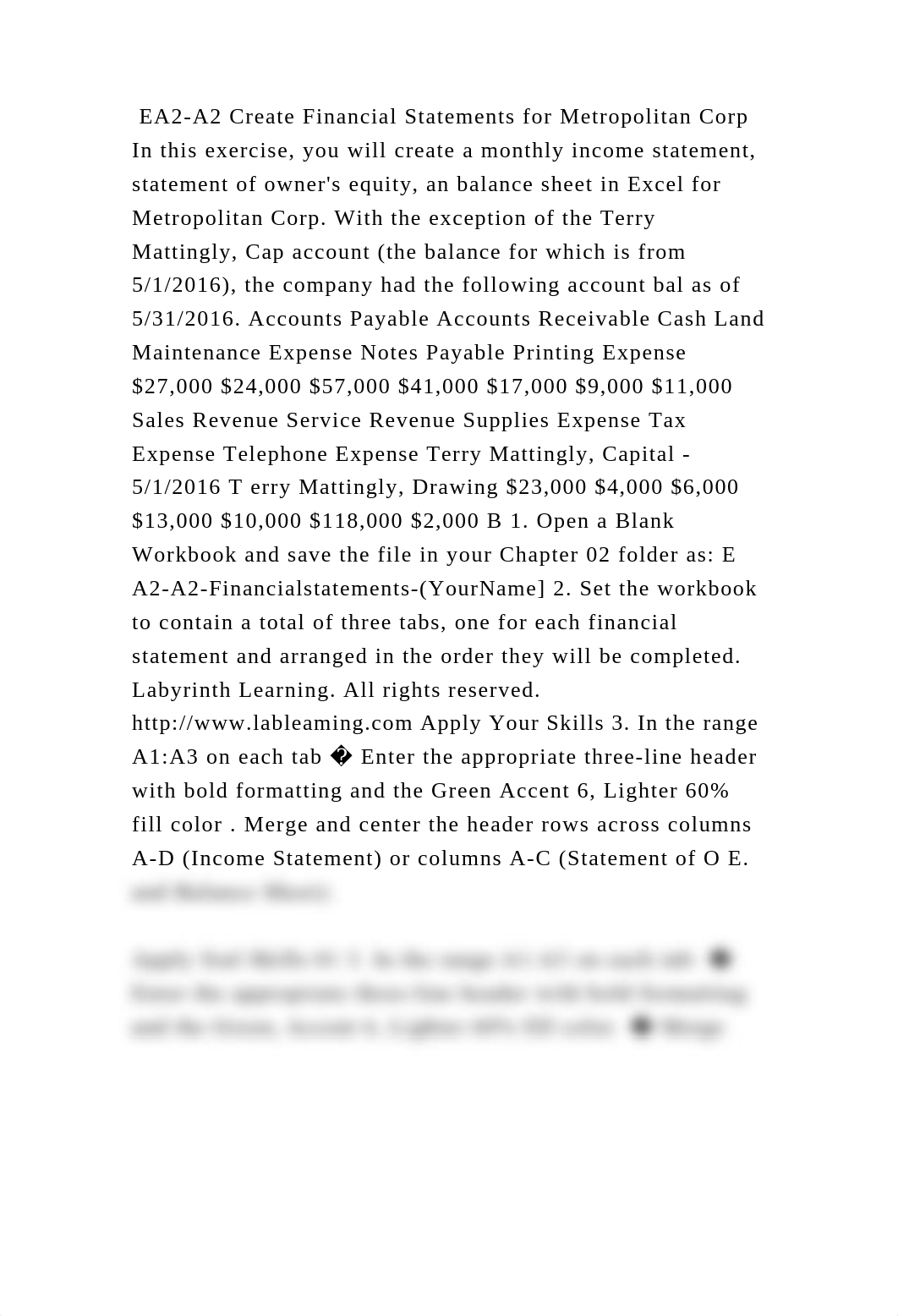 EA2-A2 Create Financial Statements for Metropolitan Corp In this exer.docx_dmcxc79g4fz_page2