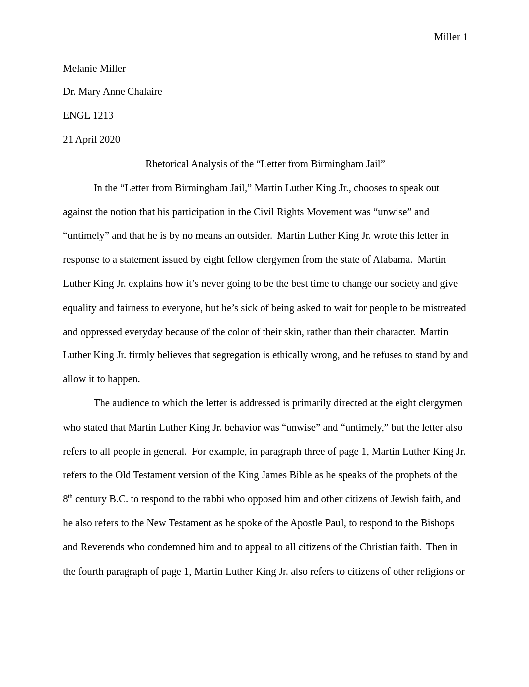 Miller_Melanie_Rhetorical_Analysis_of_Letter_from_Birmingham_Jail.docx_dme1q4cn1wj_page1