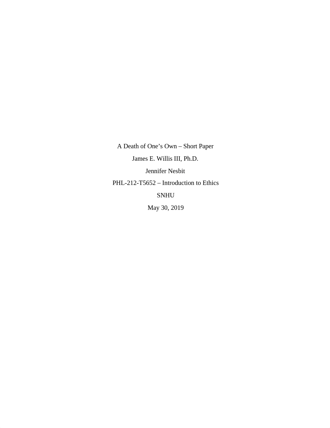 A Death of One's Own Short Paper.docx_dme3zq3pjrv_page1