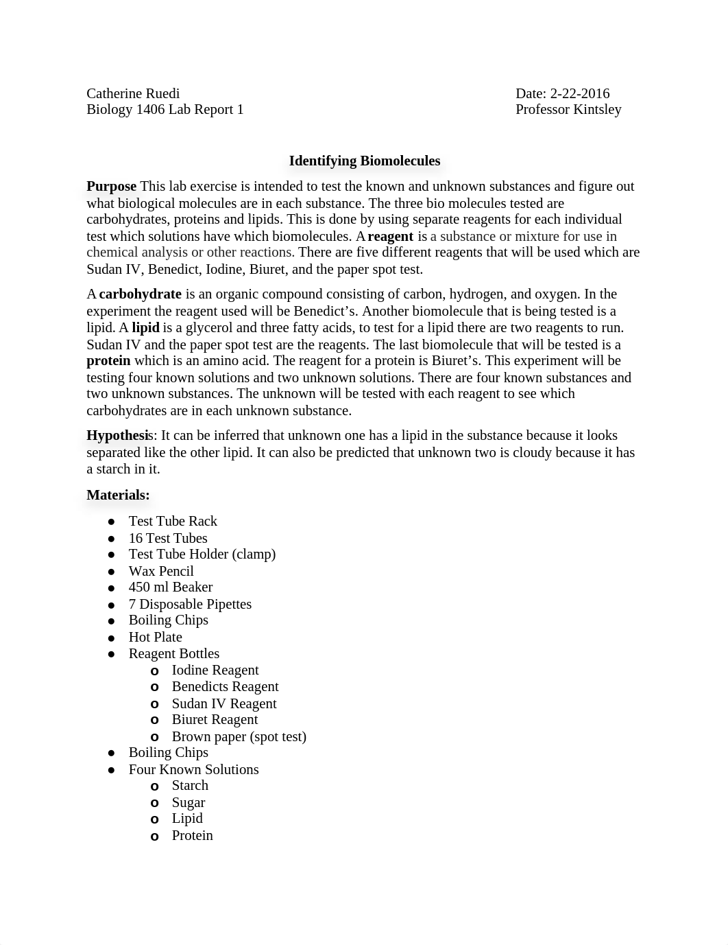 Lab Report: Identifying Biomolecules_dmehkrp0apf_page1