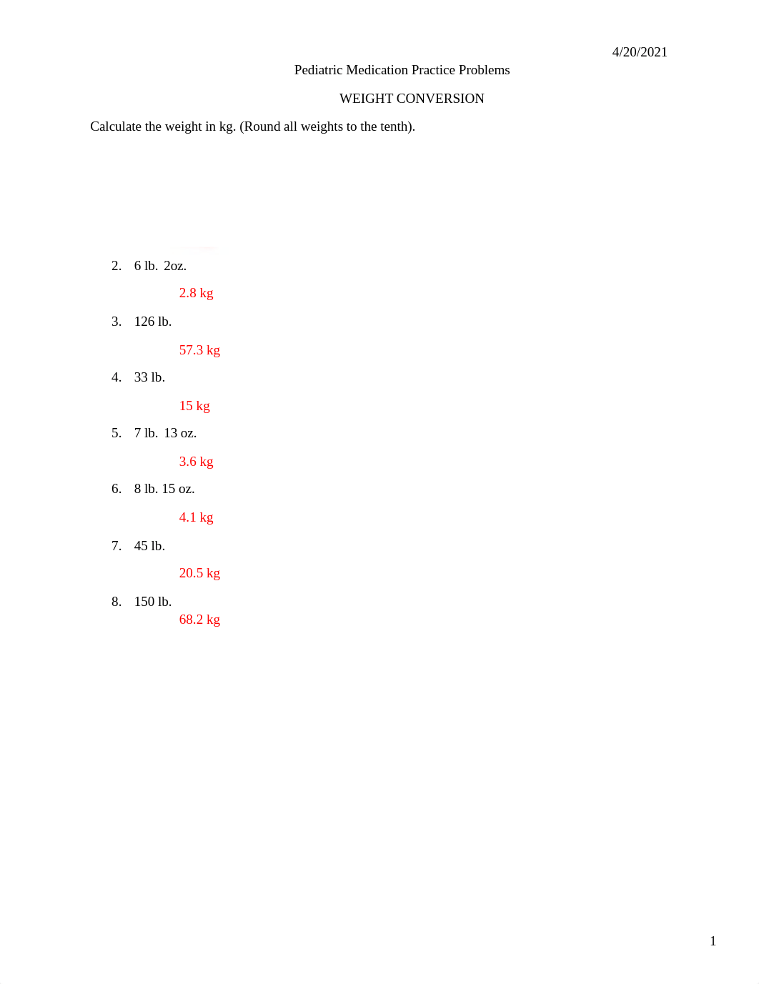 Pediatric Medication Practice Problems 2021 ANSWERS.docx_dmerrf84rwe_page1