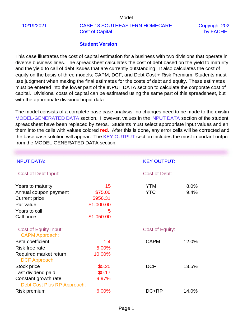 HAD 521 Week 4 Case 18 Southeastern Homecare - Student Questions - 7th edition.xlsx_dmesv3w1qcl_page1