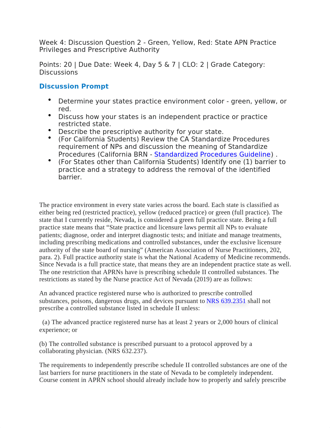 Week 4 Discussion Question 2 Green, Yellow, Red State APN Practice Privileges and Prescriptive Autho_dmgfmccoew3_page1