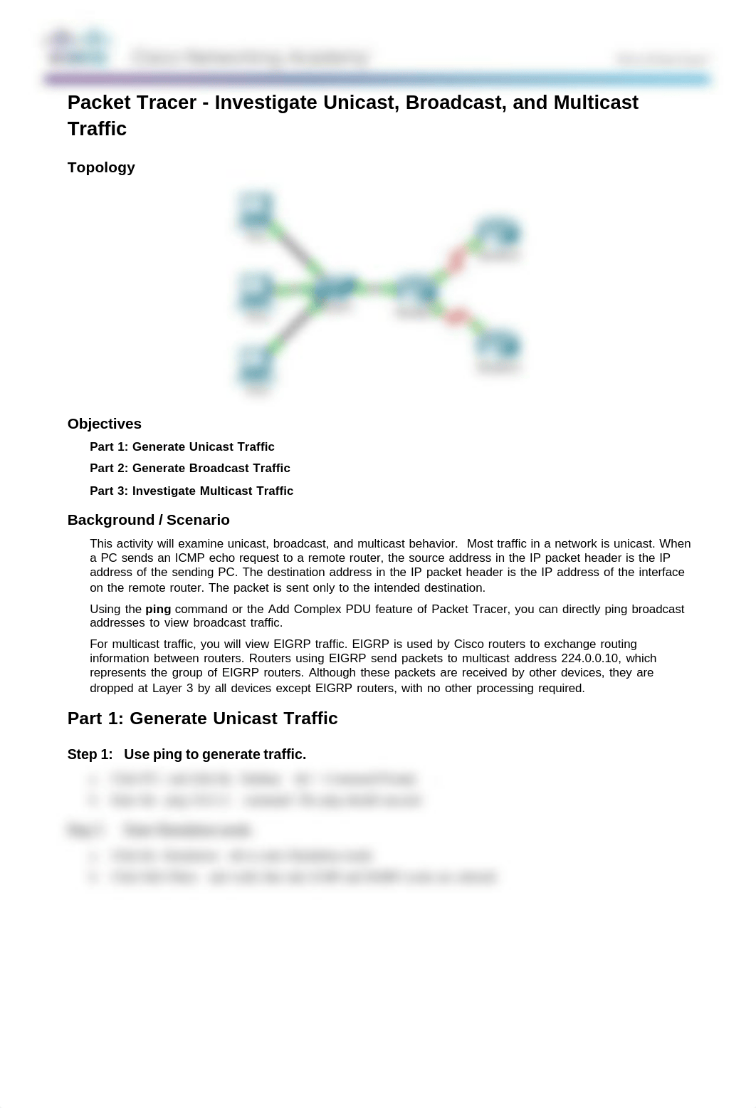 7.1.3.8 Packet Tracer - Investigate Unicast, Broadcast, and Multicast Traffic DONE_dmgm9fn4zek_page1