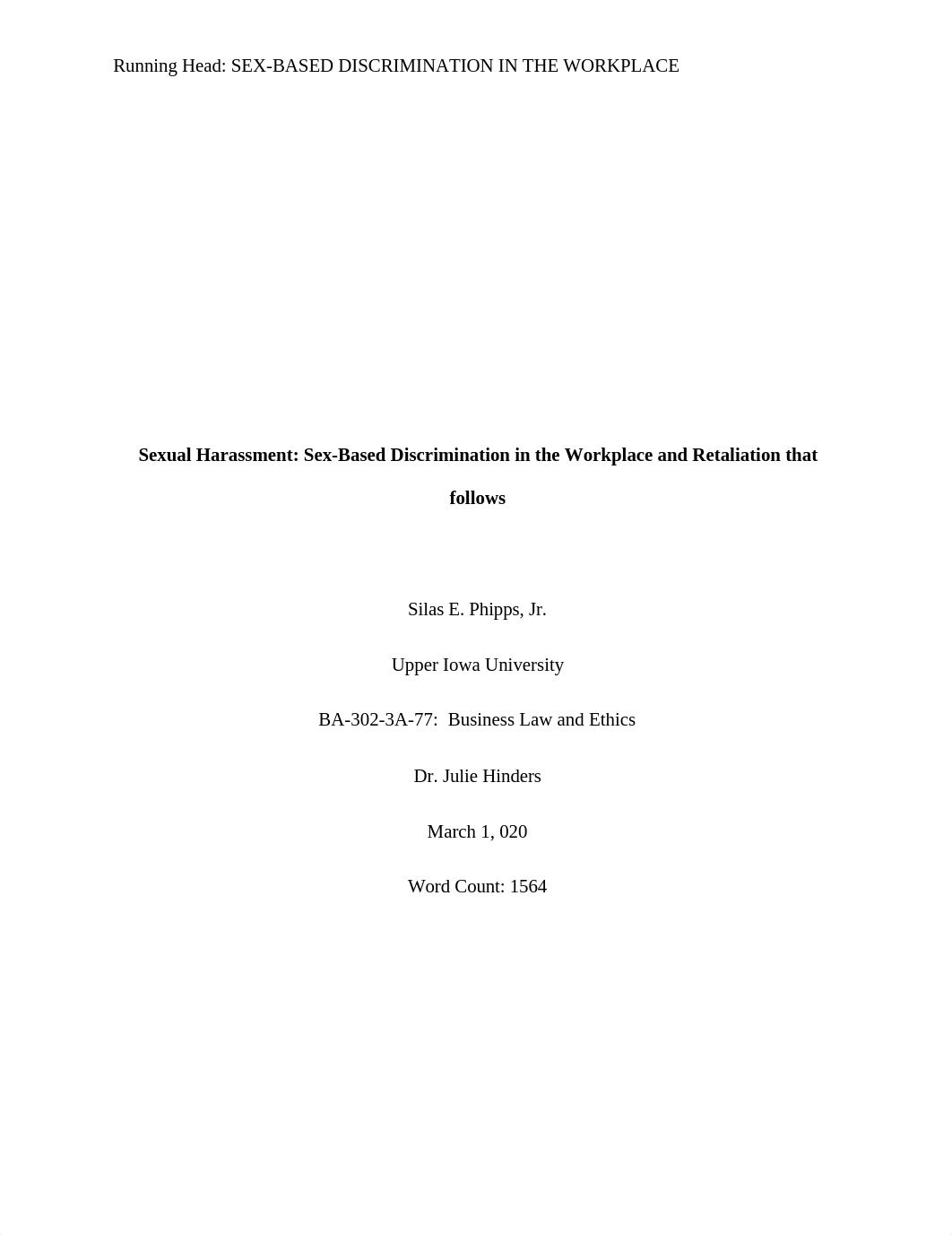 Sex-Based Discrimination (BA-302 Business Law and Ethics I).docx_dmh0geypqar_page1