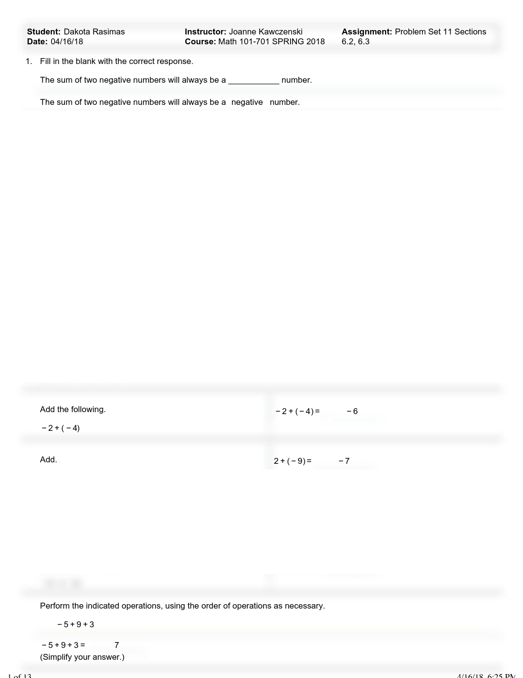 Problem Set 11 Sections 6.2, 6.3-Dakota Rasimas.pdf_dmhd0tmqb74_page1