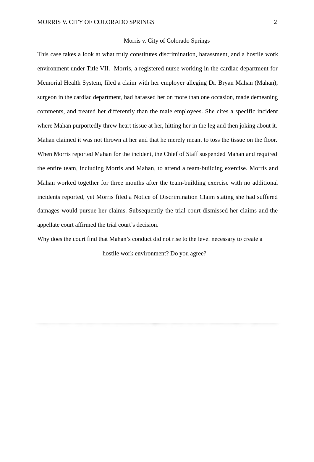 Morris v. City of Colorado Springs Case Study Week 4.doc_dmig90n8t8d_page2