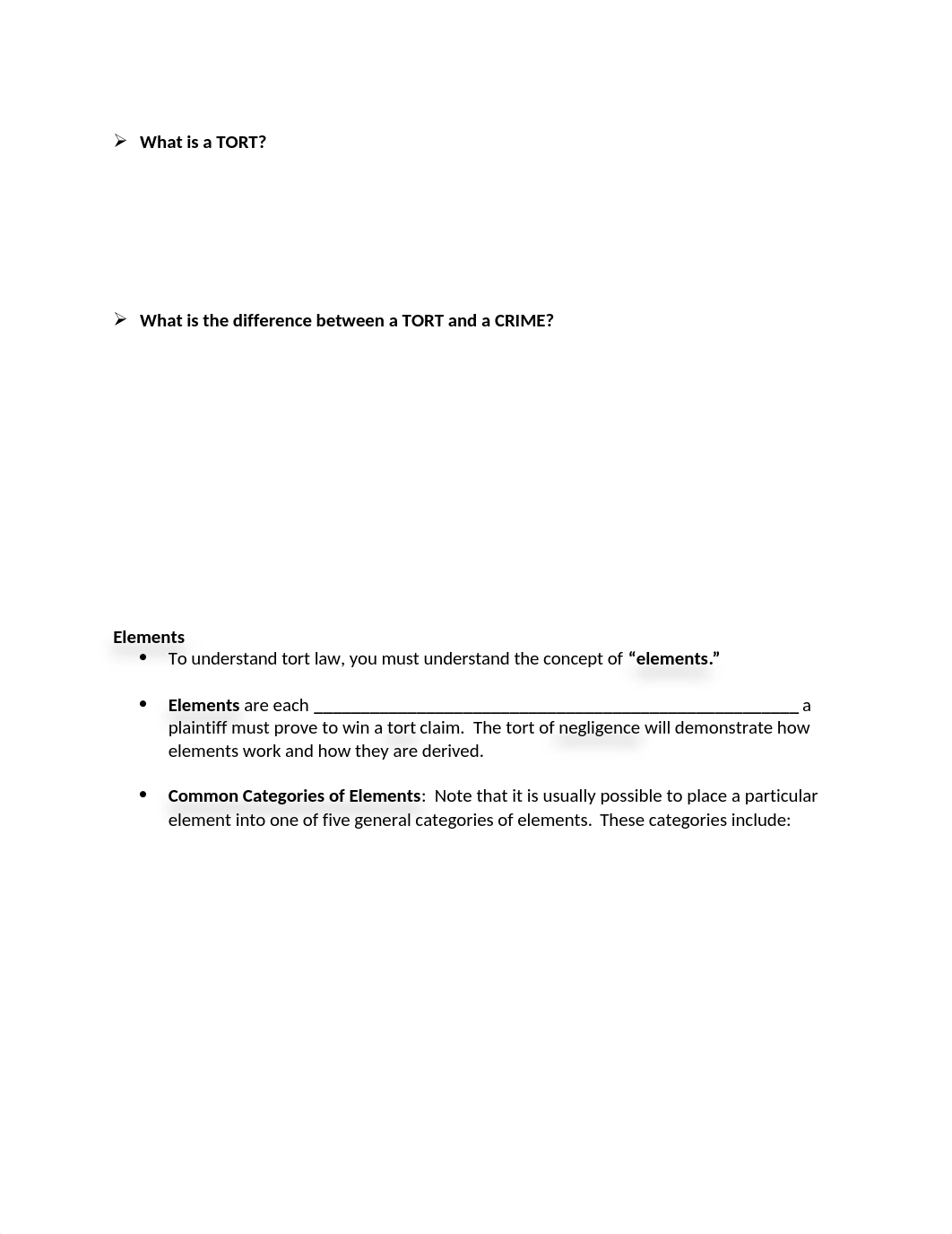 Class 2A - Torts Handout #1 - Negligence BLANKS (1-15-22).docx_dmjhjslhxd3_page2