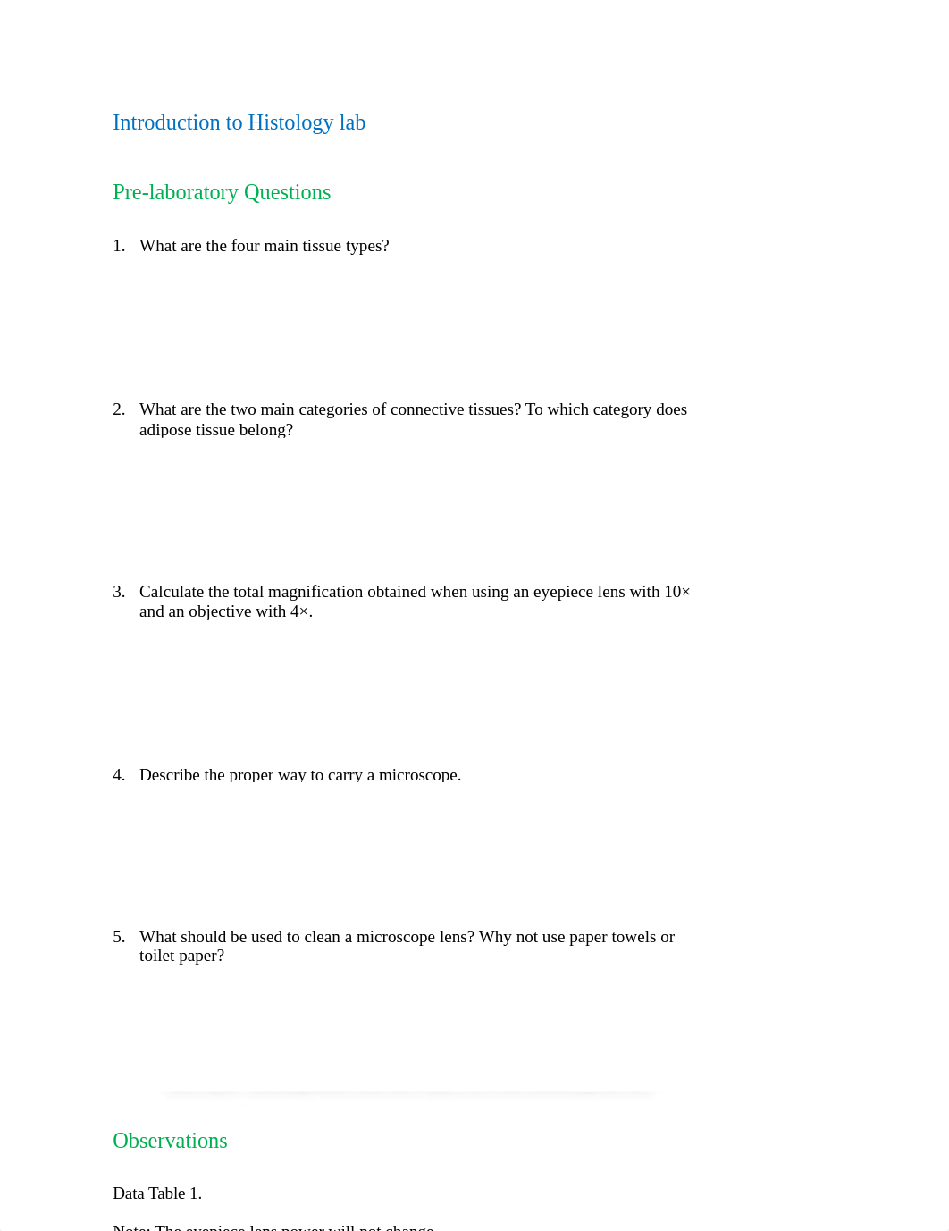 Introduction to Histology Answer Sheet.docx_dmk7wi4uka4_page1