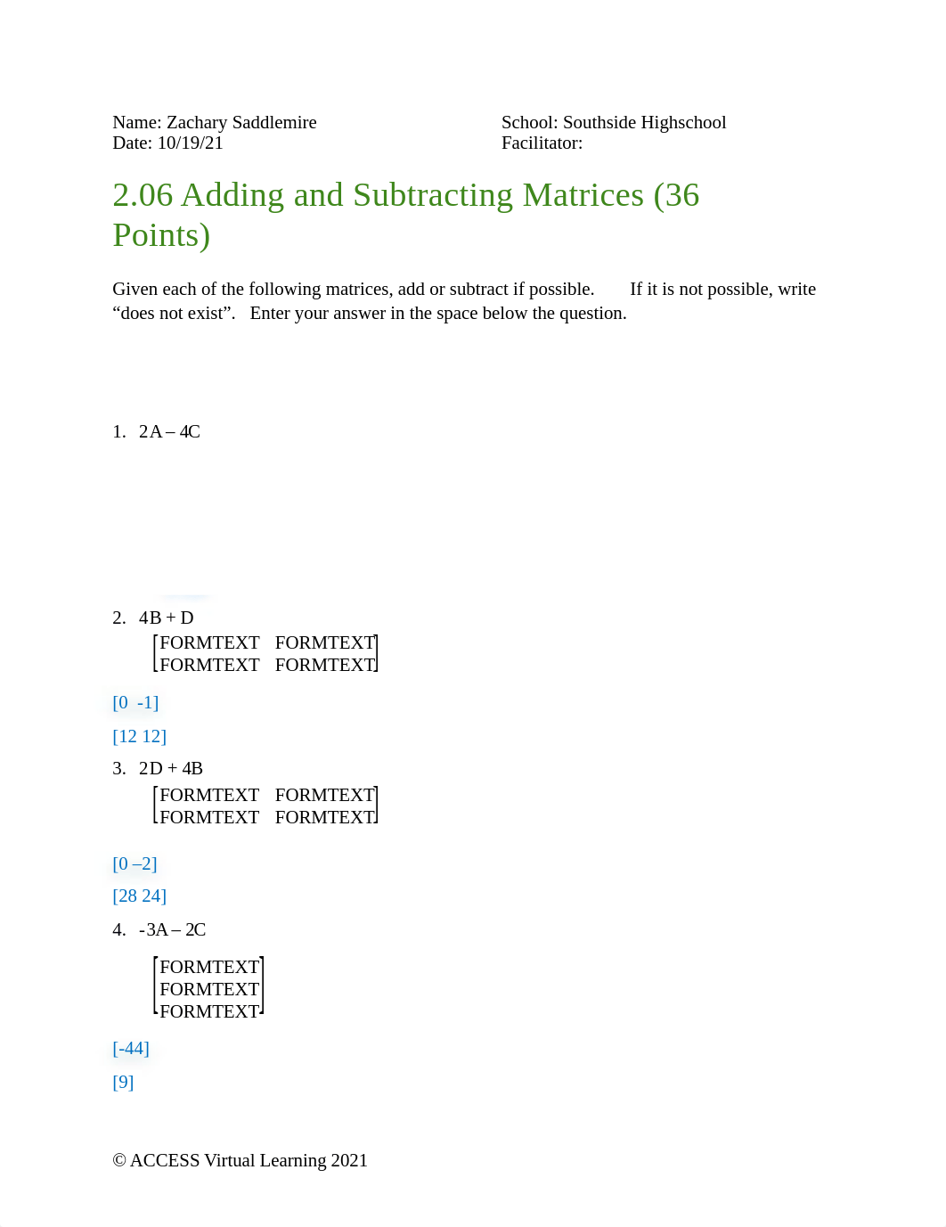 2.06 Adding and Subtracting Matrices Zachary Saddlemire.docx_dmkiwnsgikx_page1