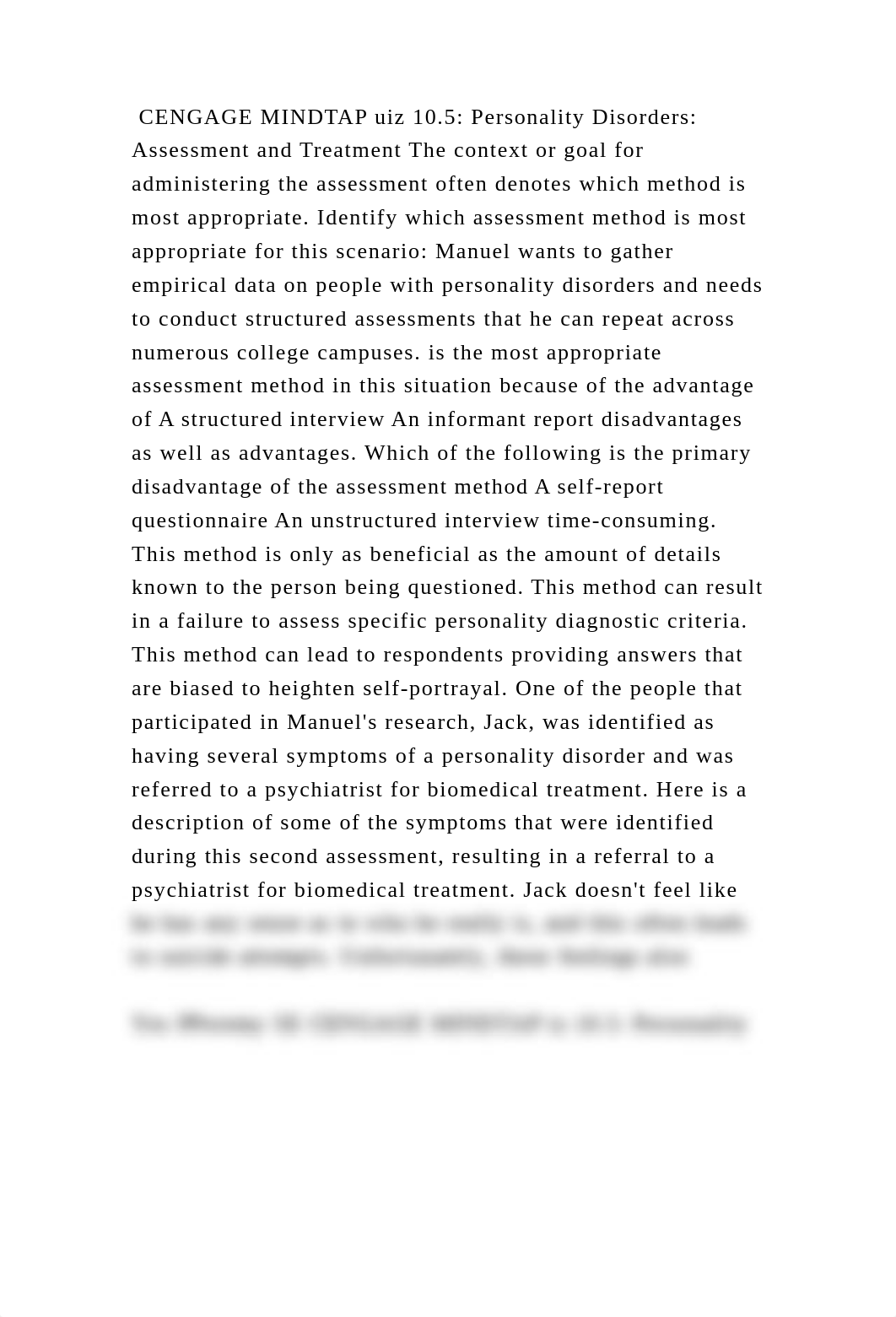 CENGAGE MINDTAP uiz 10.5 Personality Disorders Assessment and Treat.docx_dmkv6jzz7c4_page2