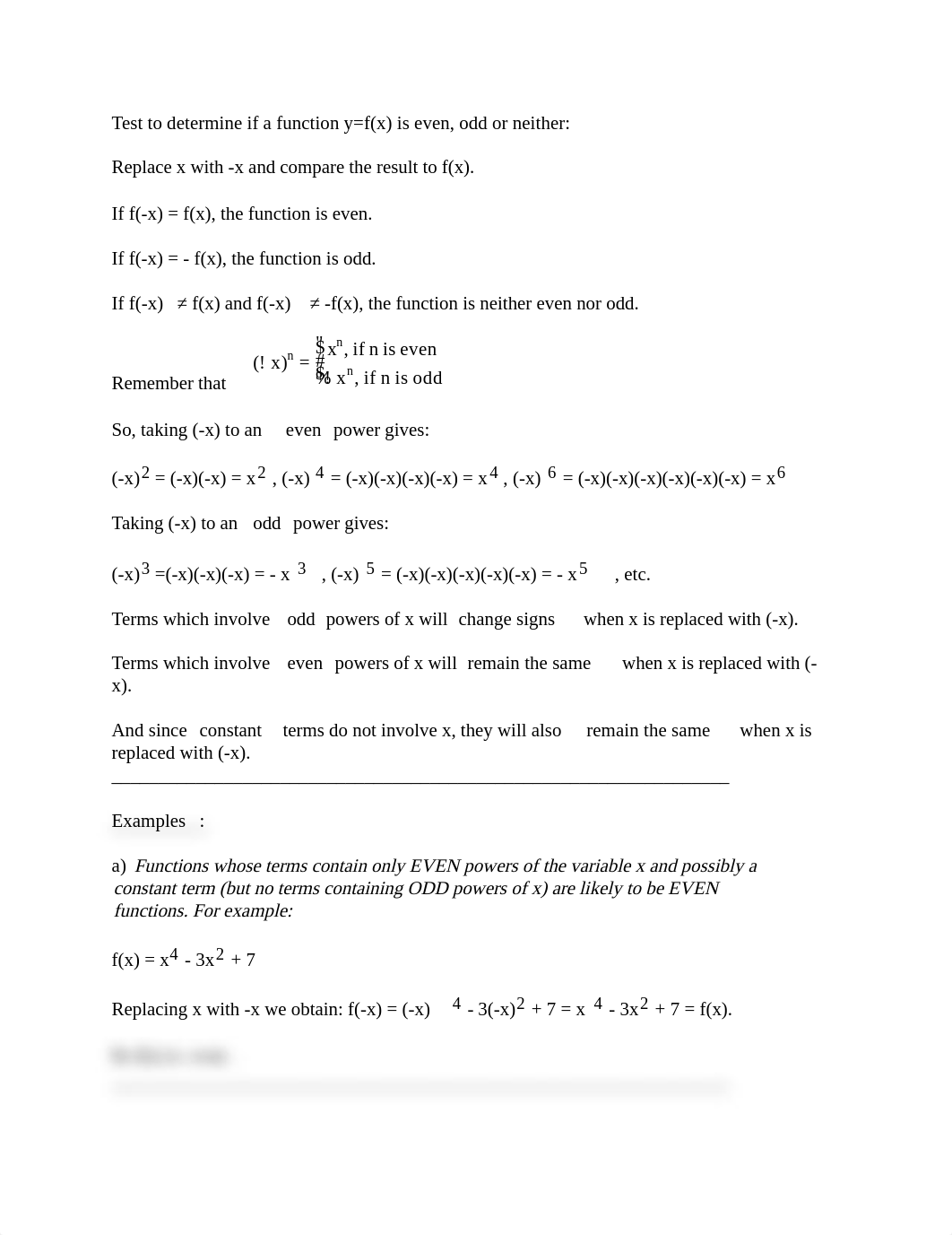 Test to determine if a function y=f(x) is even, odd or neither_dmkxhg46rmr_page1