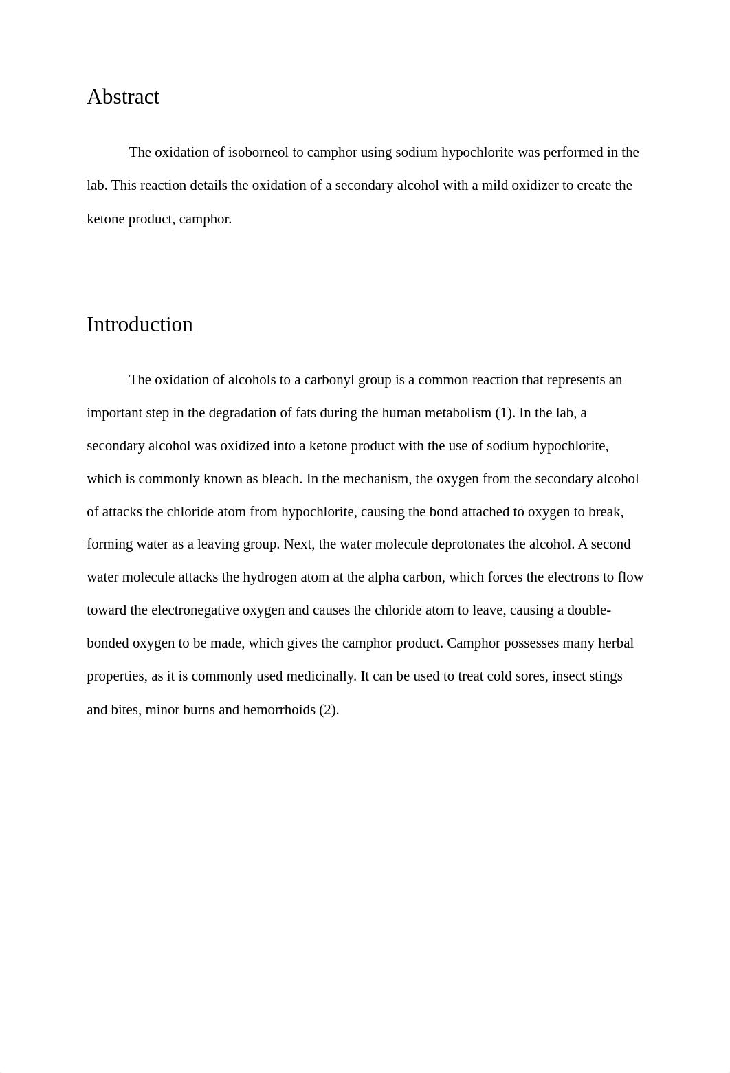 CHM 234 Oxidation of Alcohols Lab Report (1).docx_dmlhggy88ao_page2