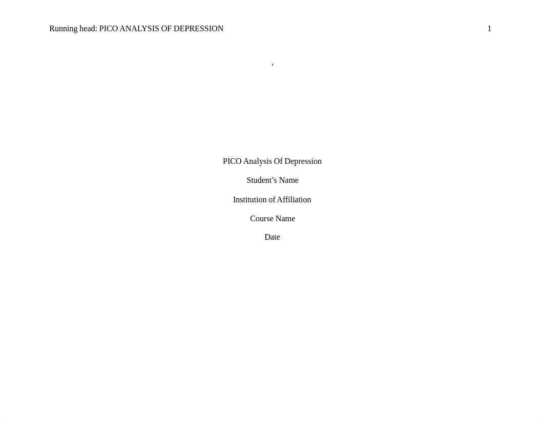 PICO Analysis Of Depression.doc_dmmwwyn6qut_page1