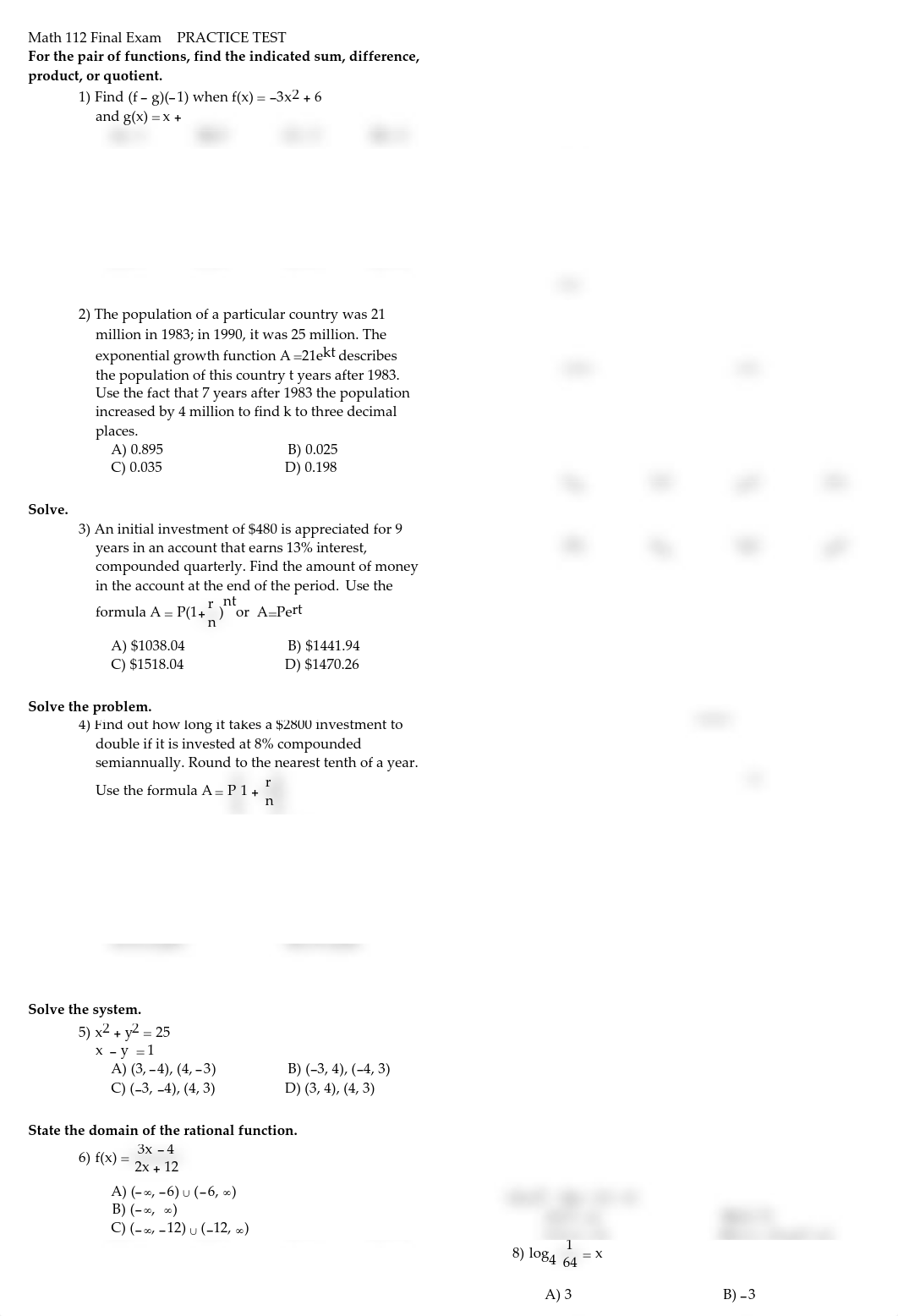 Practice Test 1 Summer 2013 on College Algebra_dmn7qejkzwc_page1