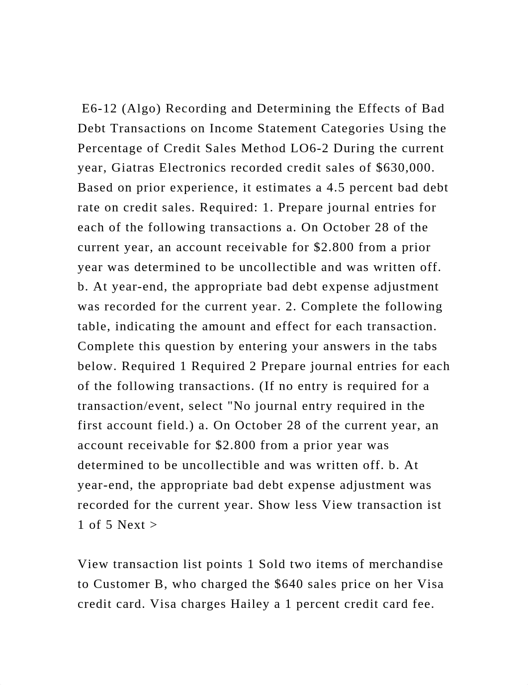 E6-12 (Algo) Recording and Determining the Effects of Bad Debt Tr.docx_dmnebok8cbm_page2