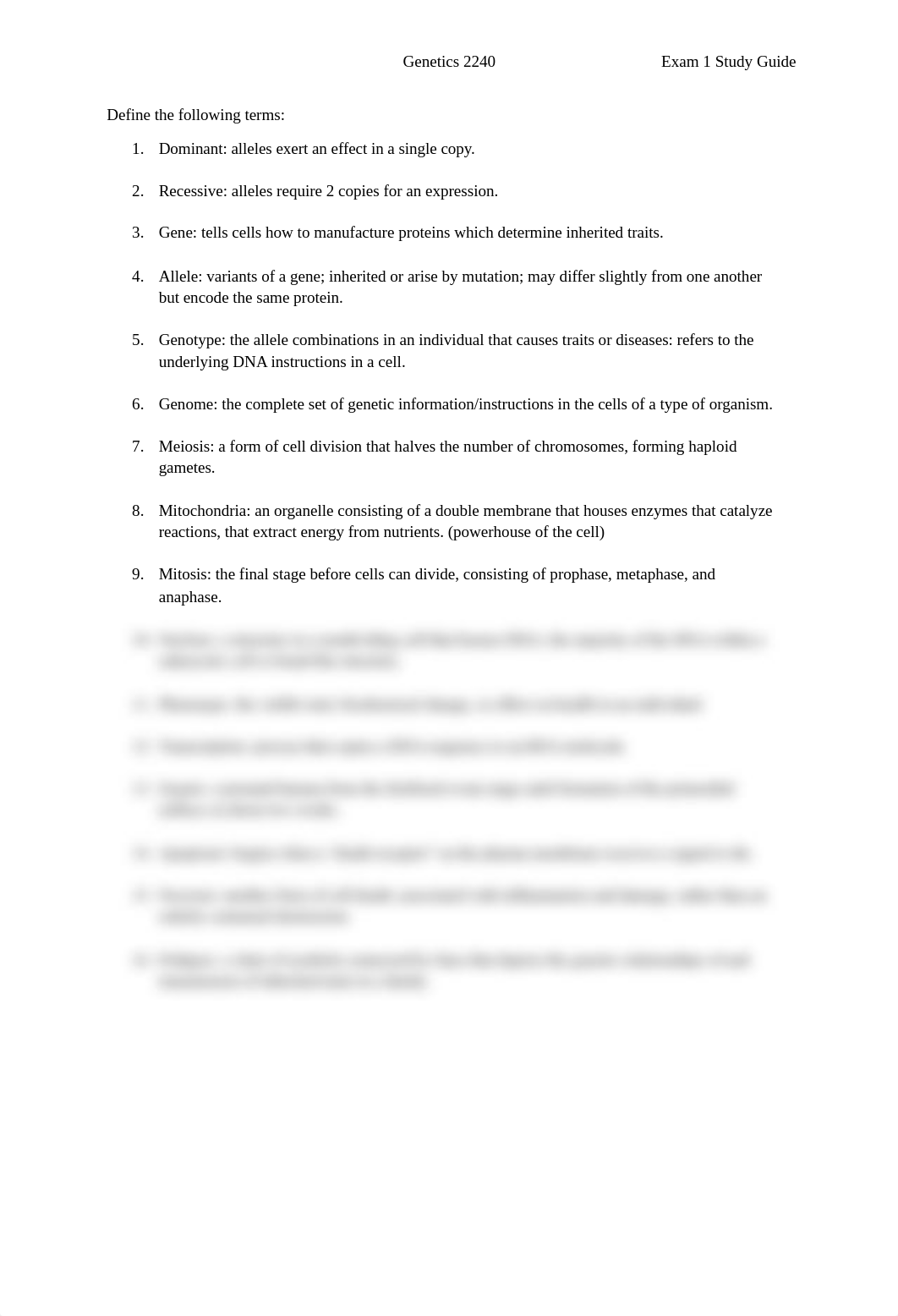 BIOL 2240 Exam 1 Study Guide.docx_dmnwyjrc309_page1