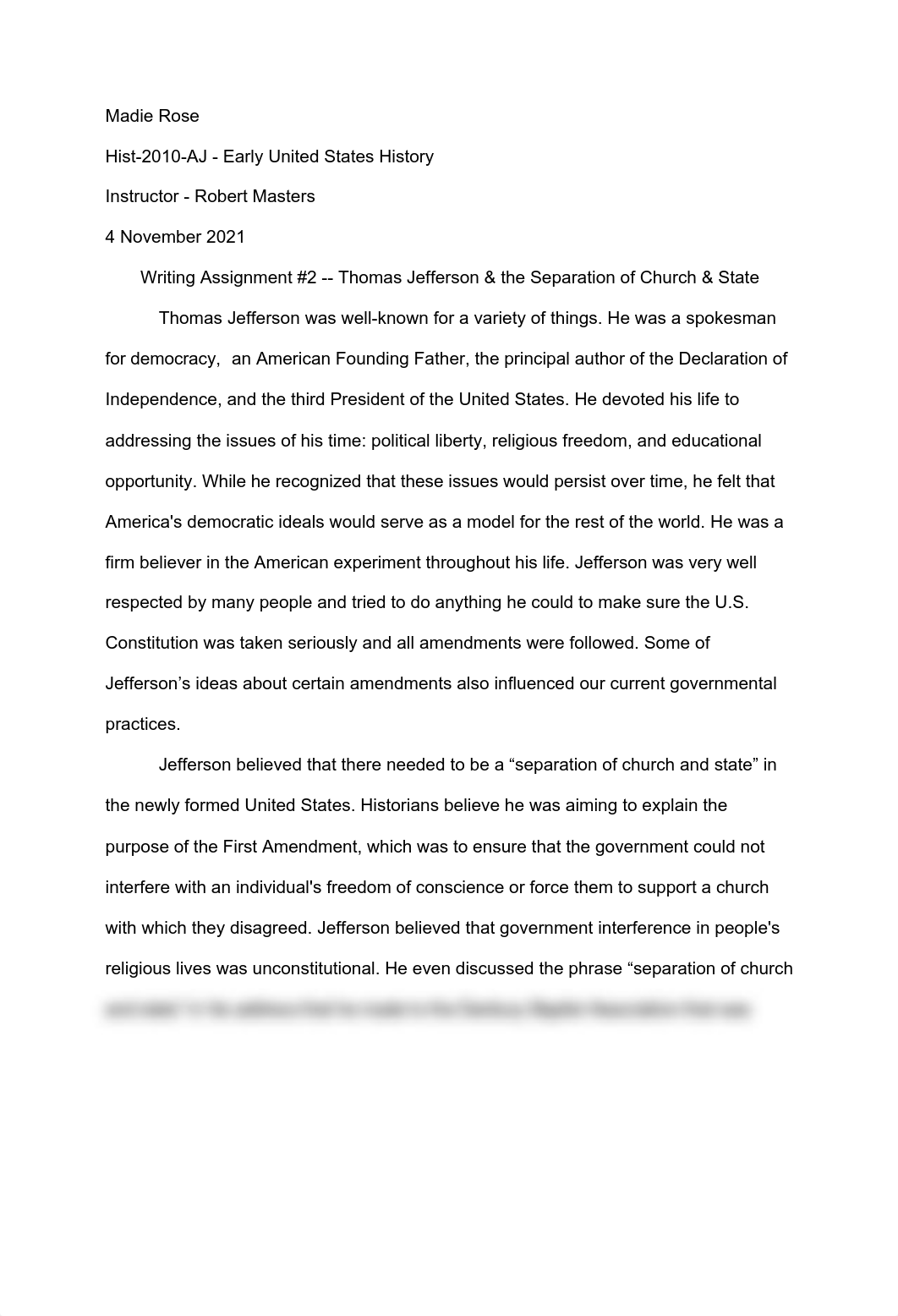 Writing Assignment #2 -- Thomas Jefferson & the Separation of Church & State.pdf_dmp2wc2va19_page1