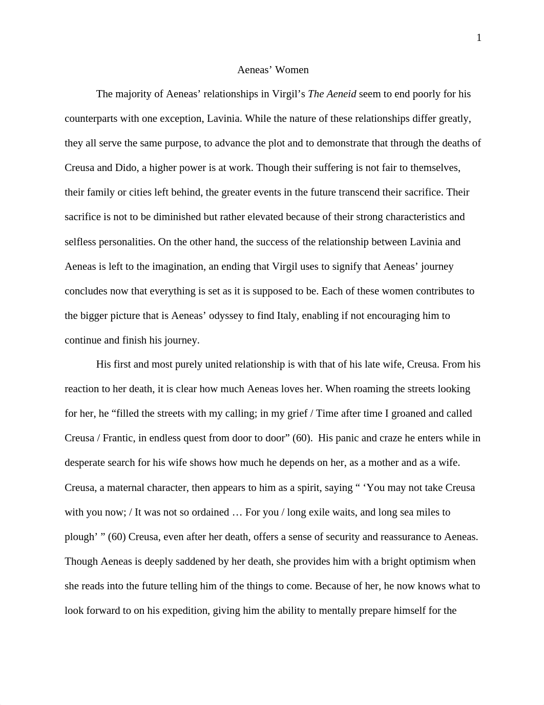 course hero The Aeneid Essay - Aeneas women_dmpdh4v0ytf_page1