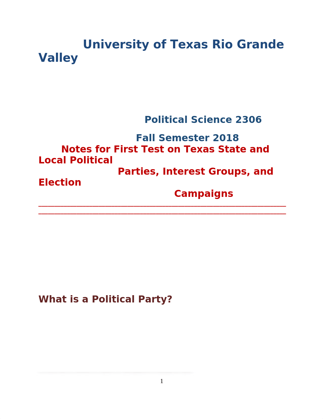 Political Science 2306 Notes for First Test on Texas State and Local Political Parties Interest Grou_dmpzi8cy7pc_page1