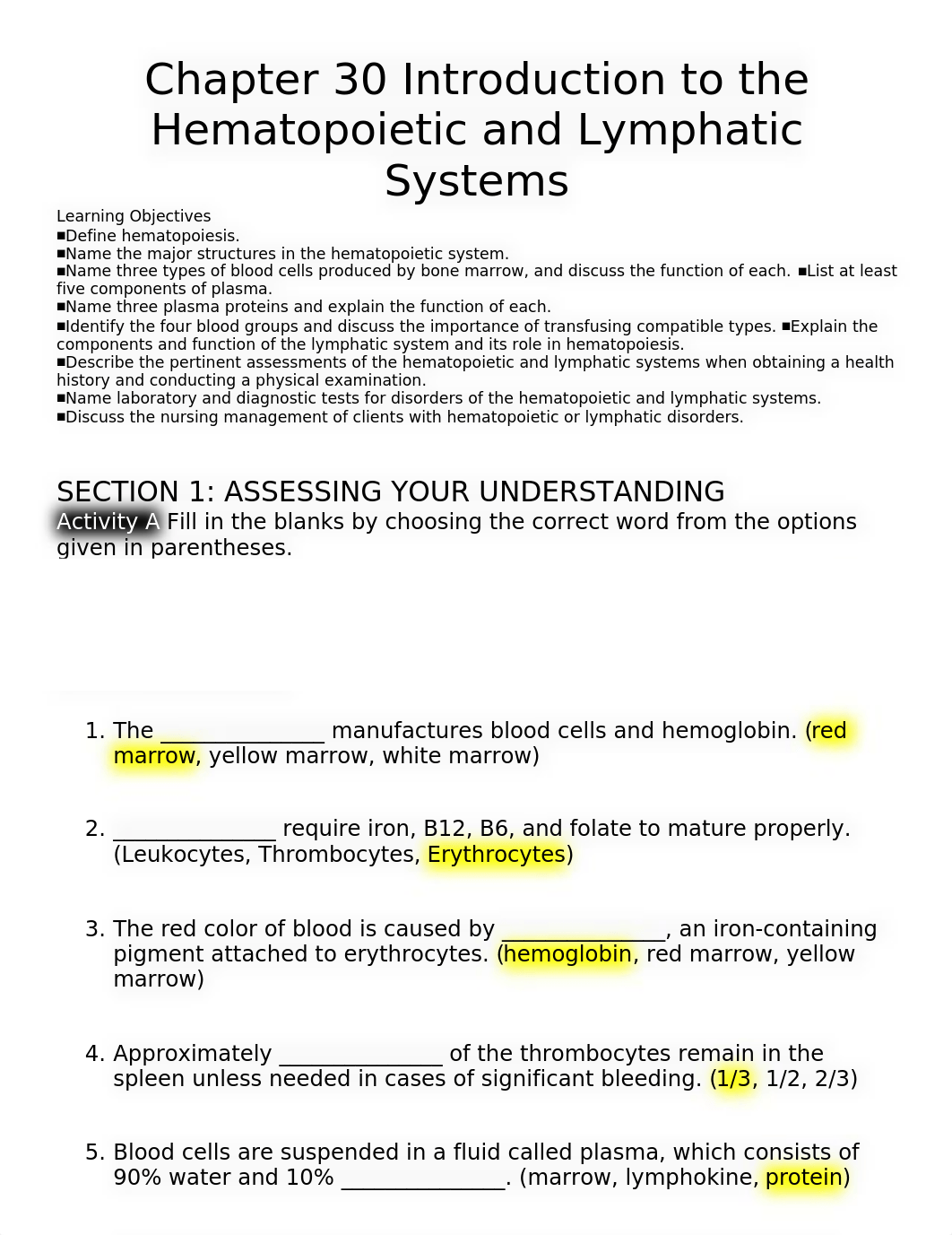 Chapter 30 Introduction to the Hematopoietic and Lymphatic Systems.docx_dmqp0t7g8q3_page1