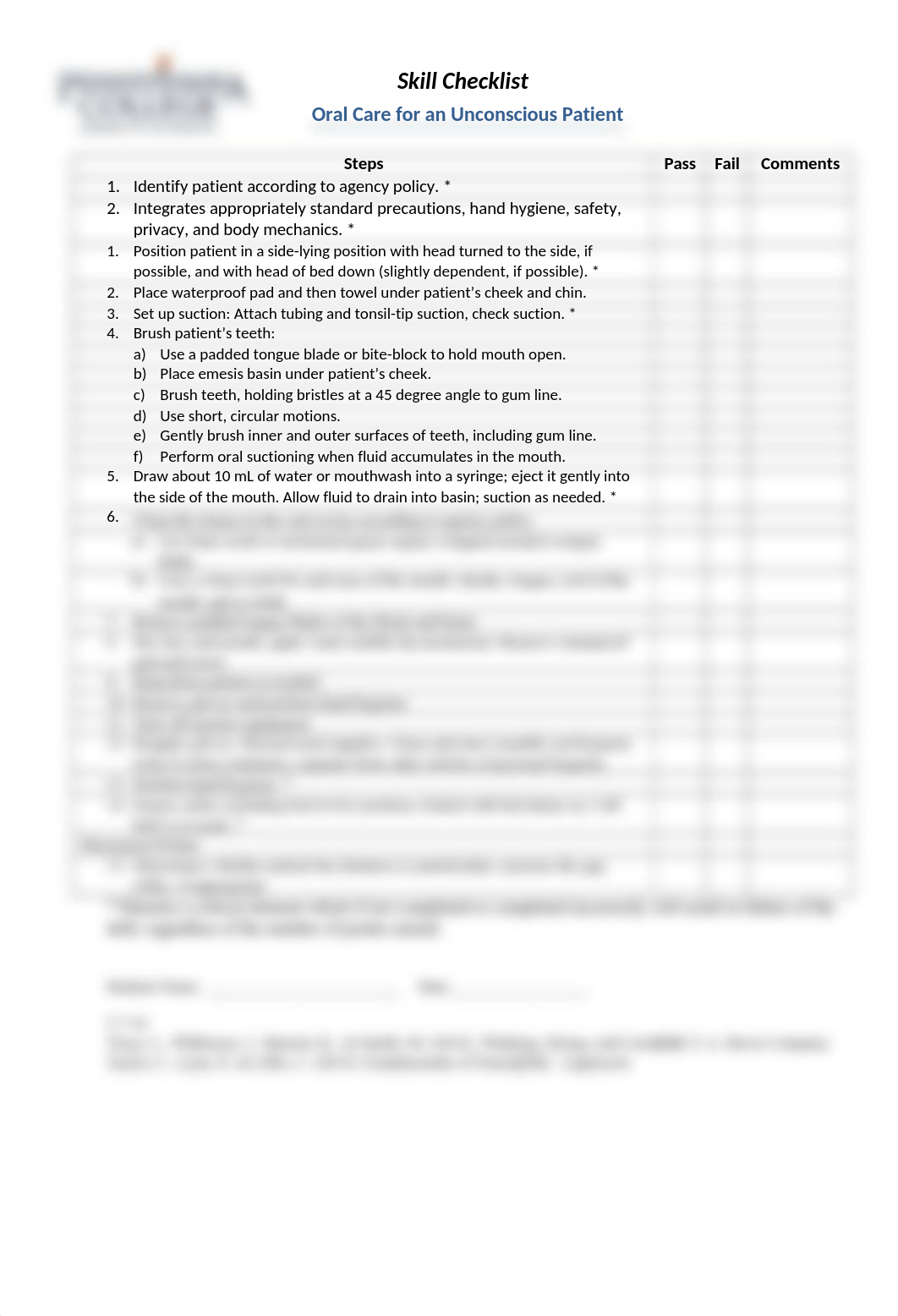 Oral Care for an Unconscious Patient_Skill Checklist_5.7.18.docx_dmrqqjox5cc_page1