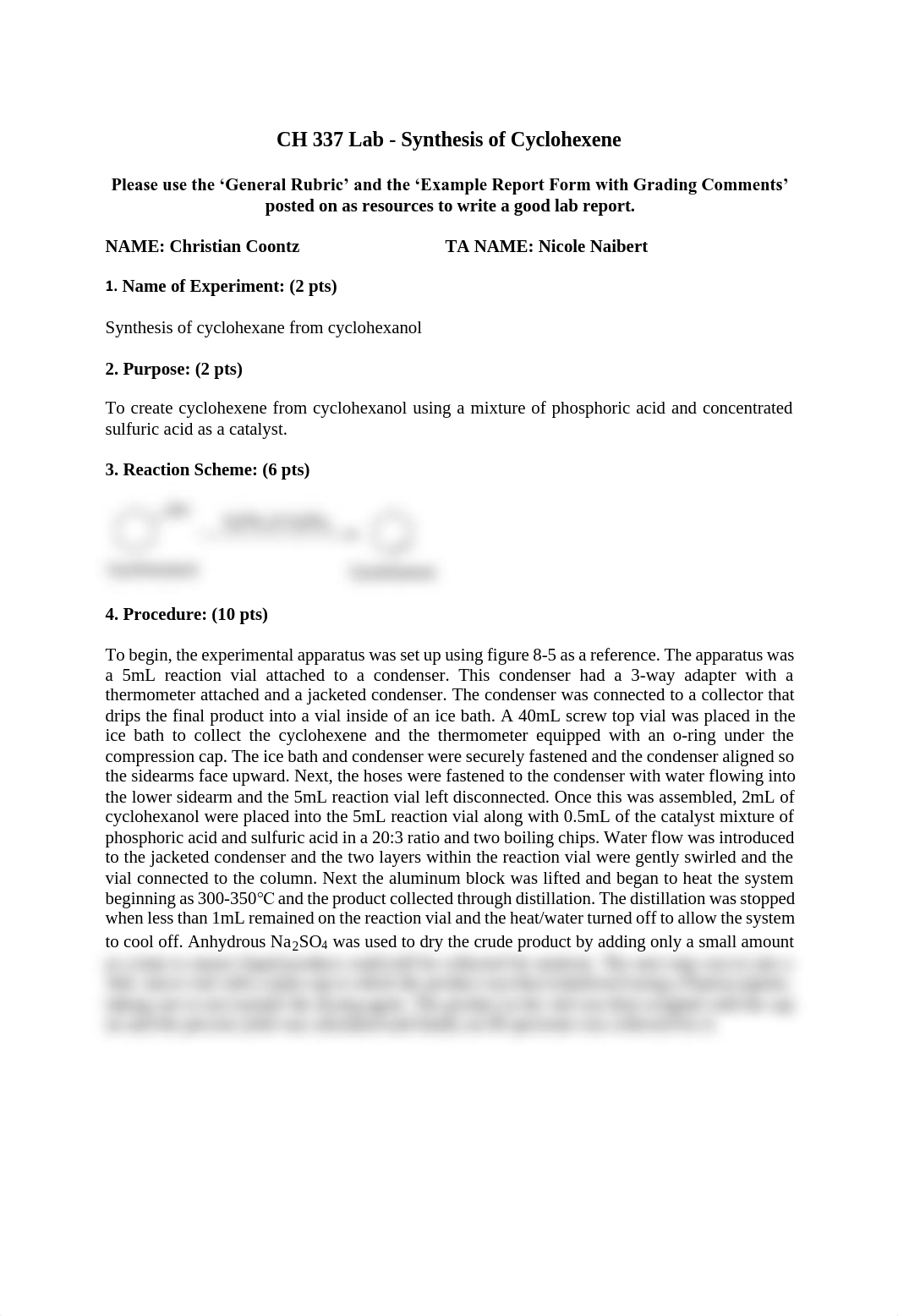 CH 337 Lab Report Form - Synthesis of Cyclohexene.pdf_dmrx6vs1jgr_page1