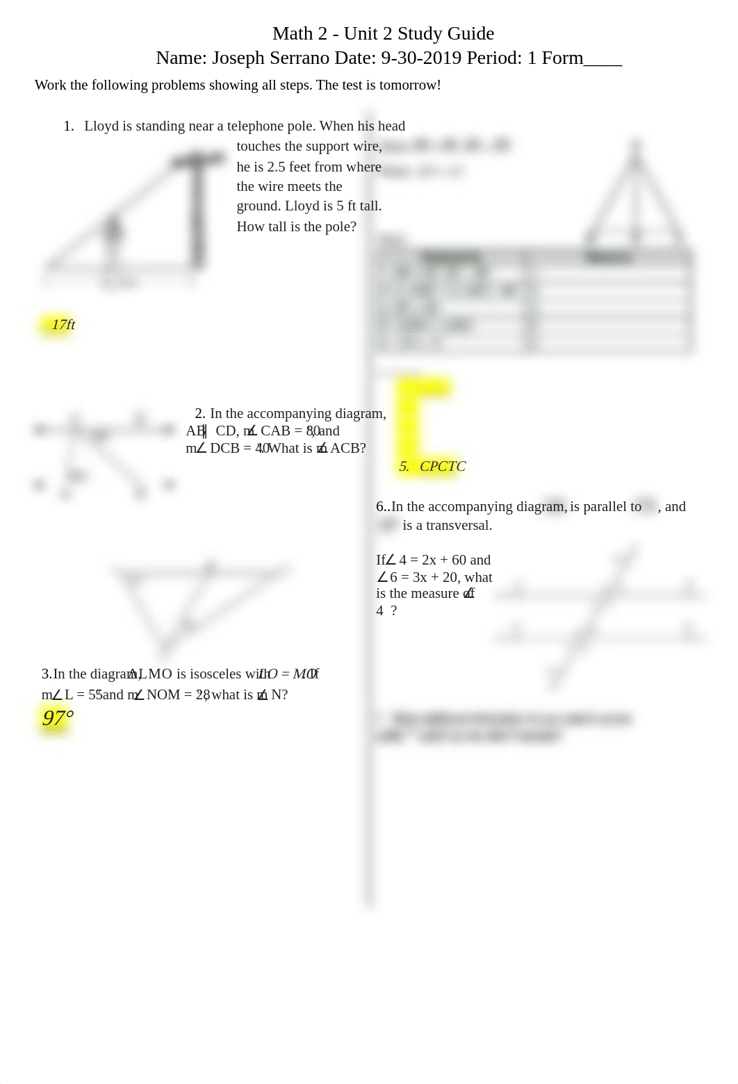 Joseph Serrano - Math 2 Unit 2 Study Guide Similarity & Congruence.pdf_dmsx12hn2e4_page1