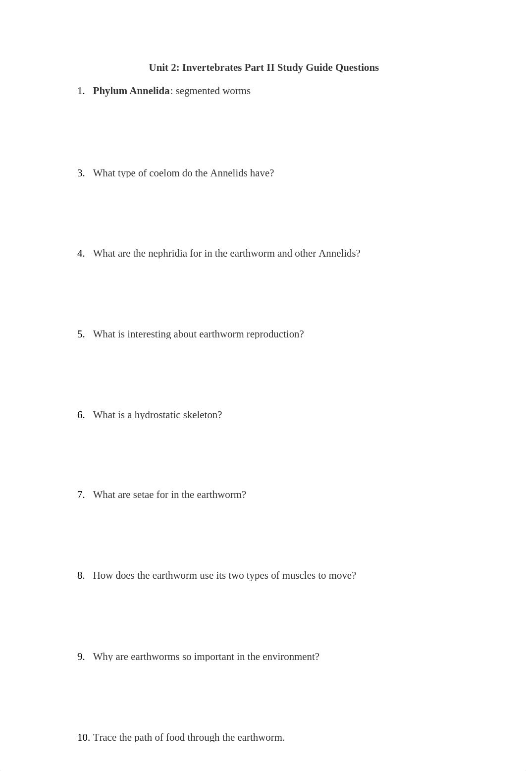 Unit 2-Invertebrates Part II Study Guide Questions.docx_dmsz9rbir6f_page1