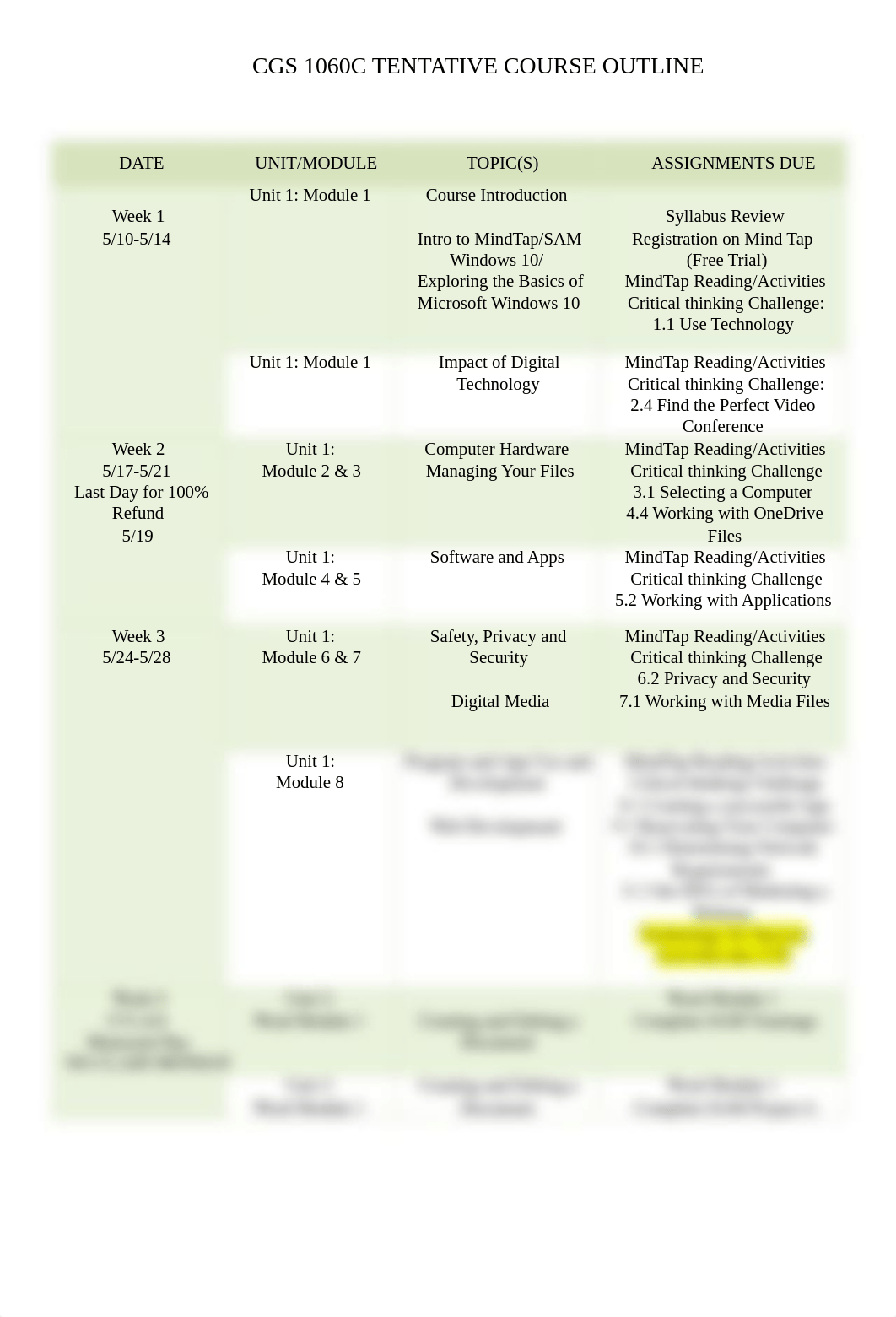 CGS 1060C Tentative Course Outline.pdf_dmtg7f9stwj_page1