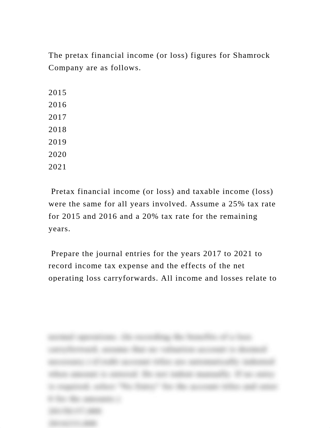 The pretax financial income (or loss) figures for Shamrock Company a.docx_dmtgf8pej9y_page3