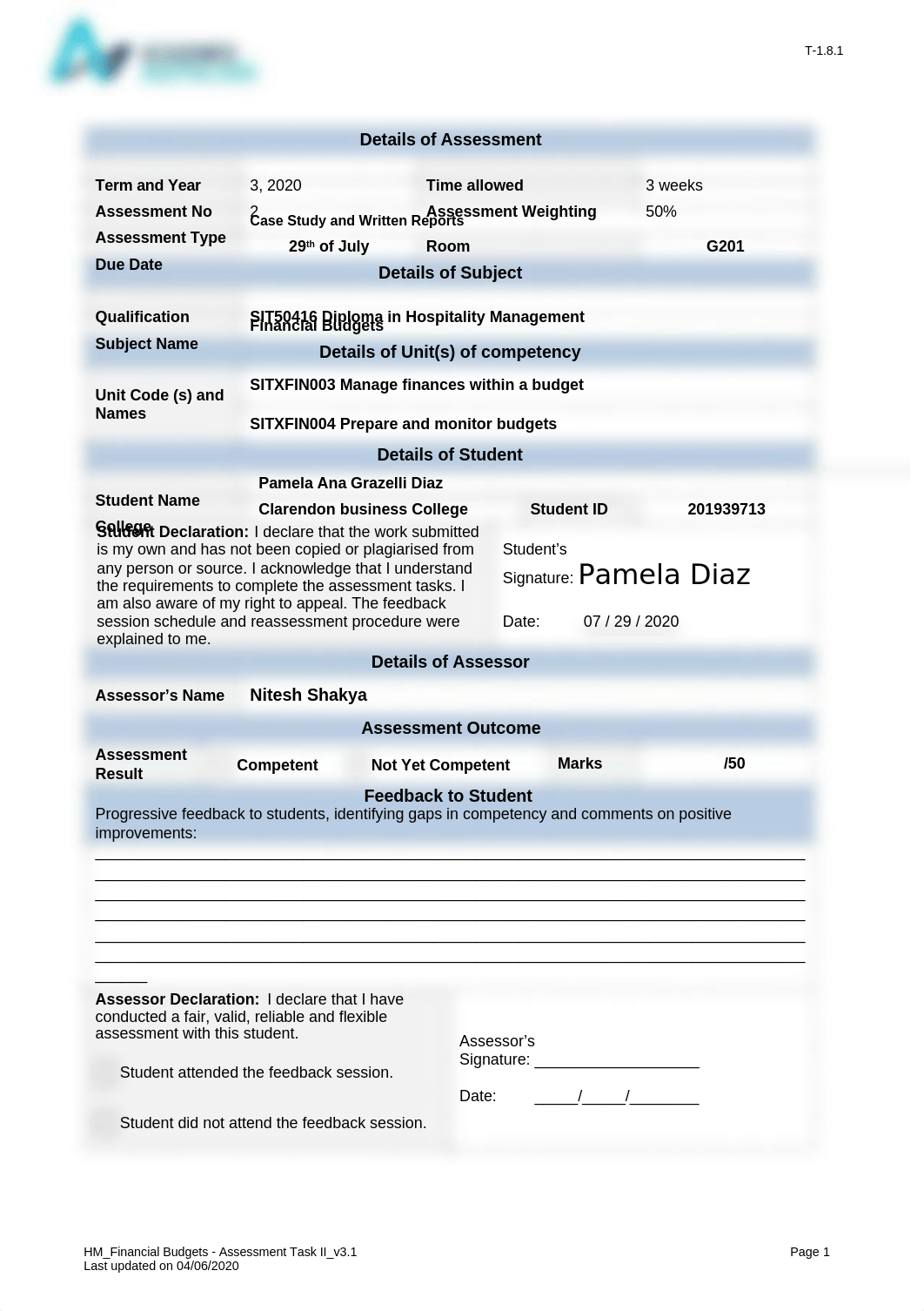 HM Assessment II - Financial Budgets_v3.1.docx_dmtv00ogg97_page1