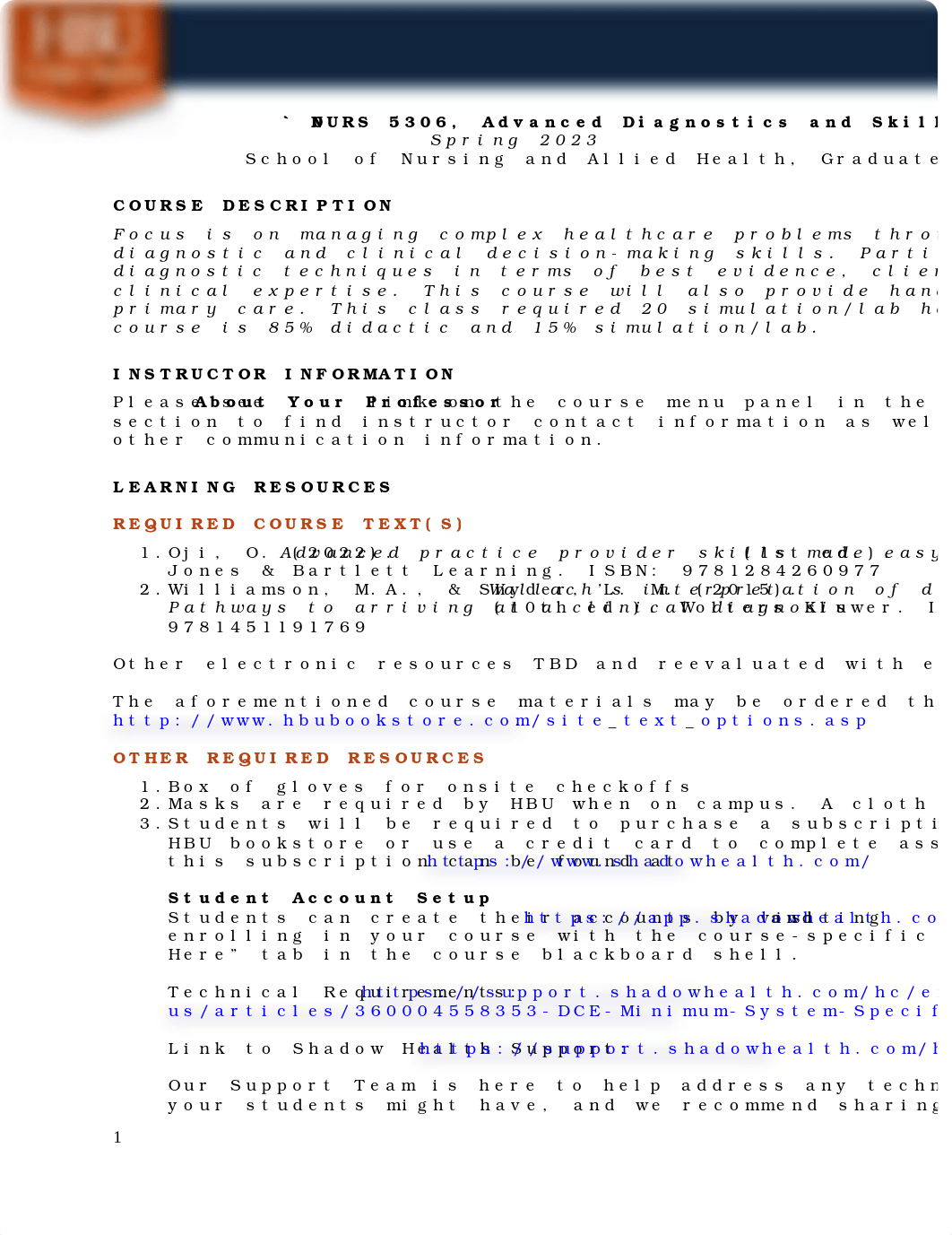 NURS 5306_Advanced Diagnostics and Skills Syllabus_Spring 2023_Final_01.05.23.docx_dmu5ibdr502_page1