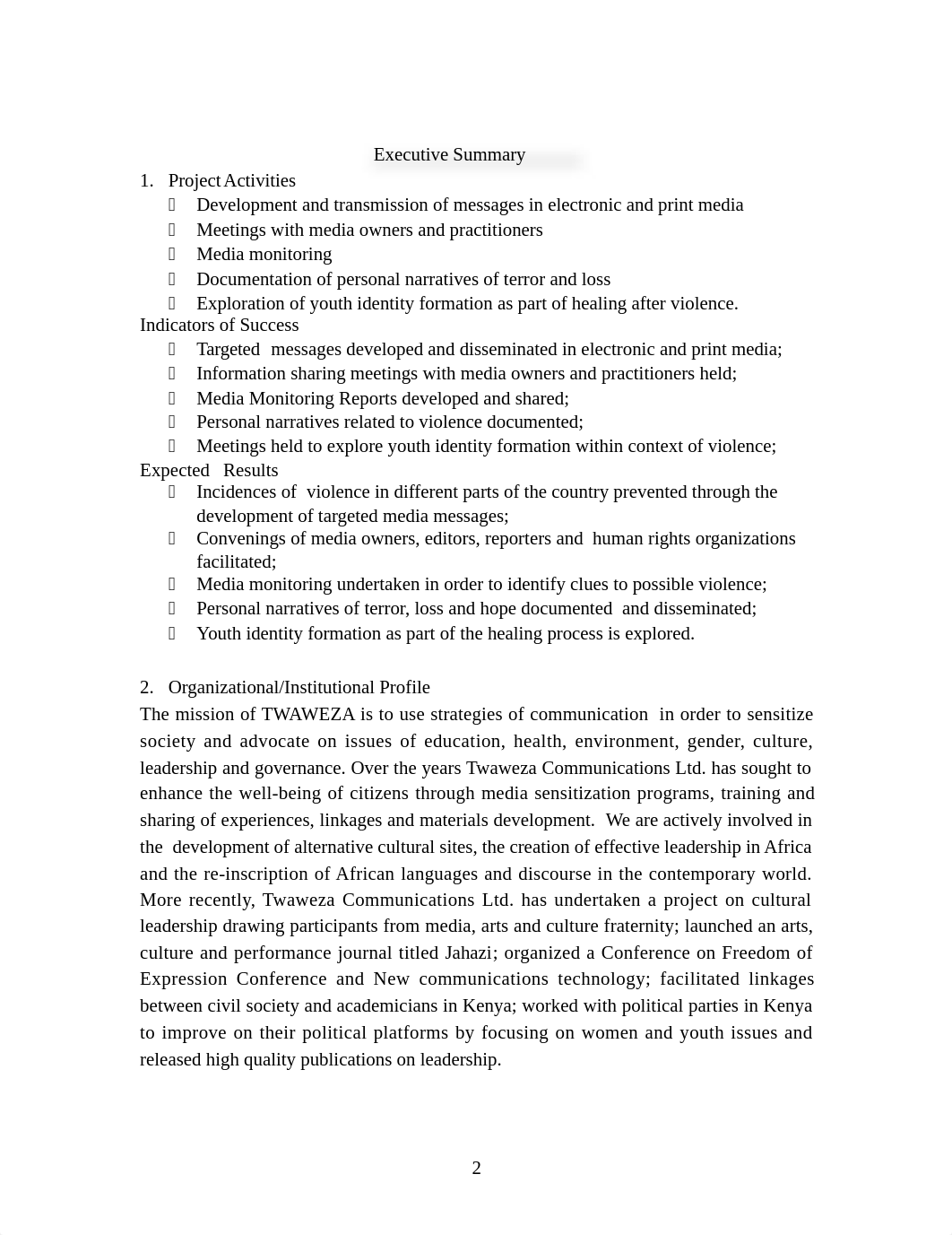 MEDIA AND POST ELECTION VIOLENCE IN KENYA April 2008 Proposal_dmuuh6cdie6_page2