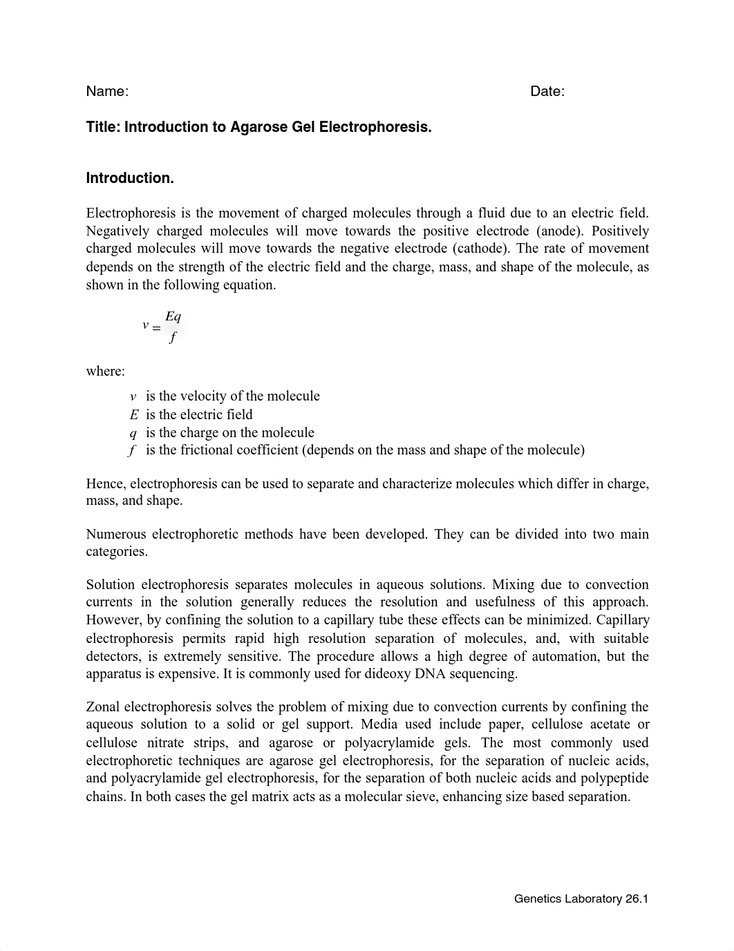 Exercise 26 - Introduction to Agarose Gel Electrophoresis.pdf_dmuxboptwmd_page1